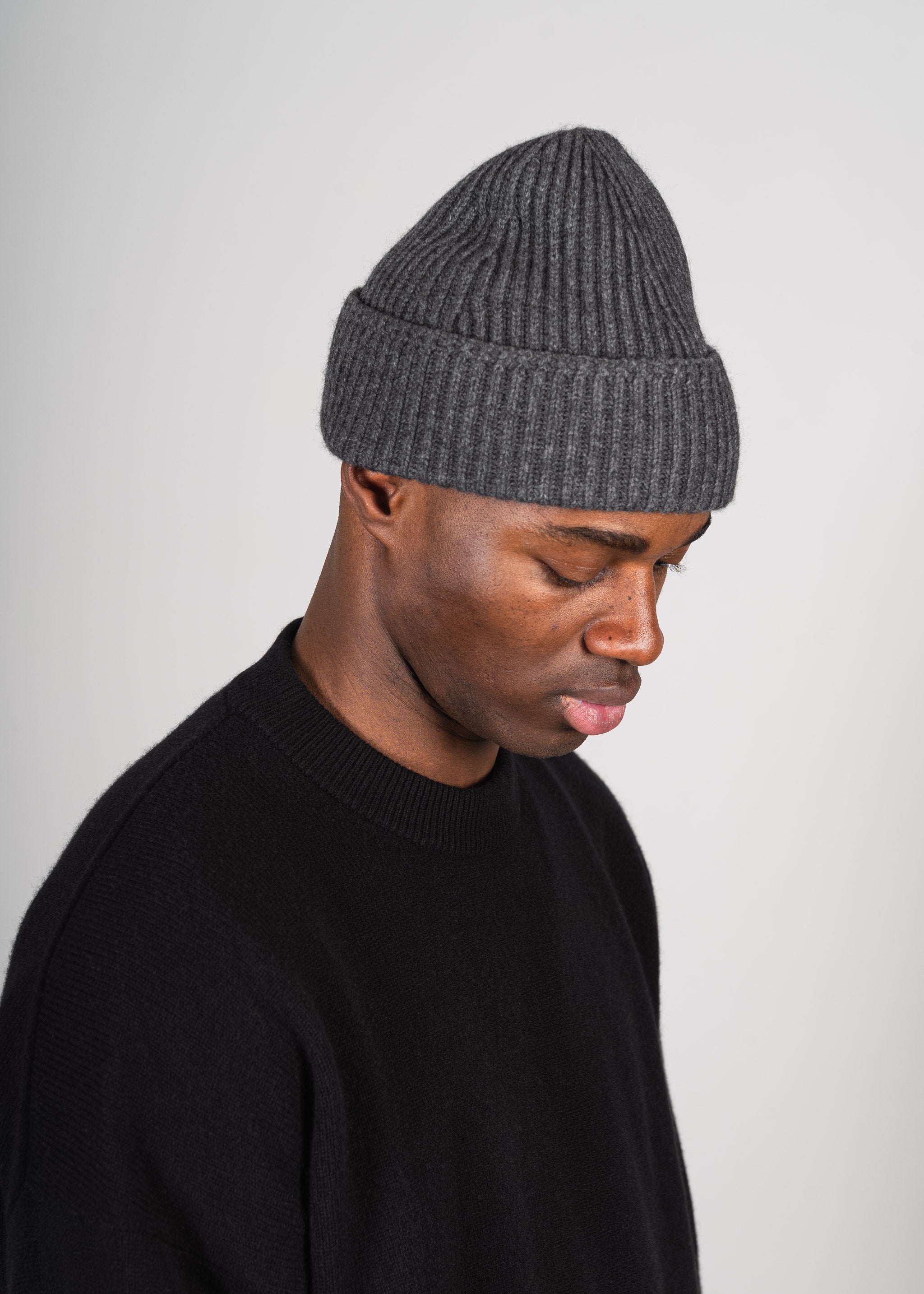 Yacaia Y-0004 Cashmere Blend Beanie - Dark Grey