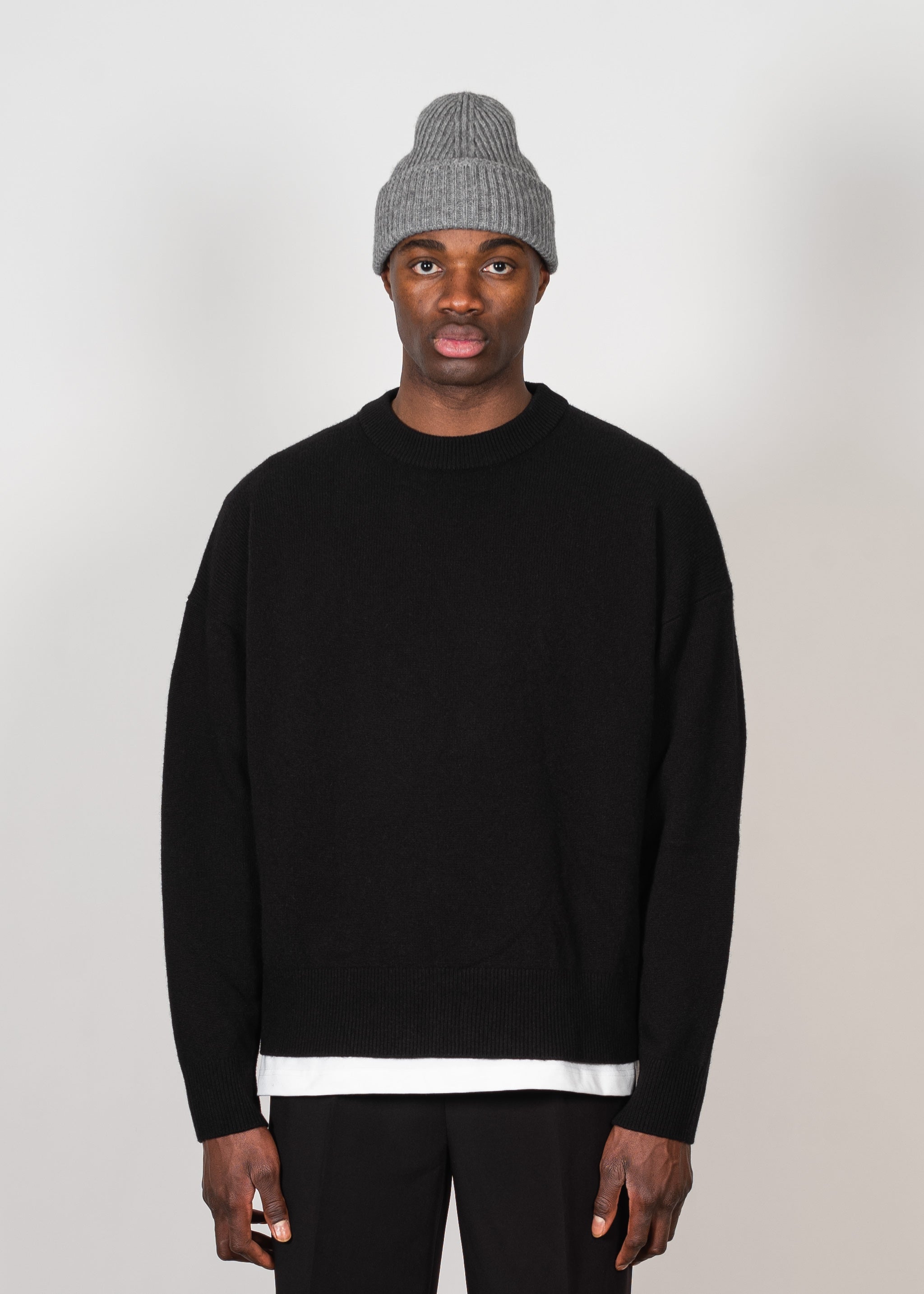 Yacaia Y-0008 Oversized Cashmere Blend Sweater - Black | Knitwear