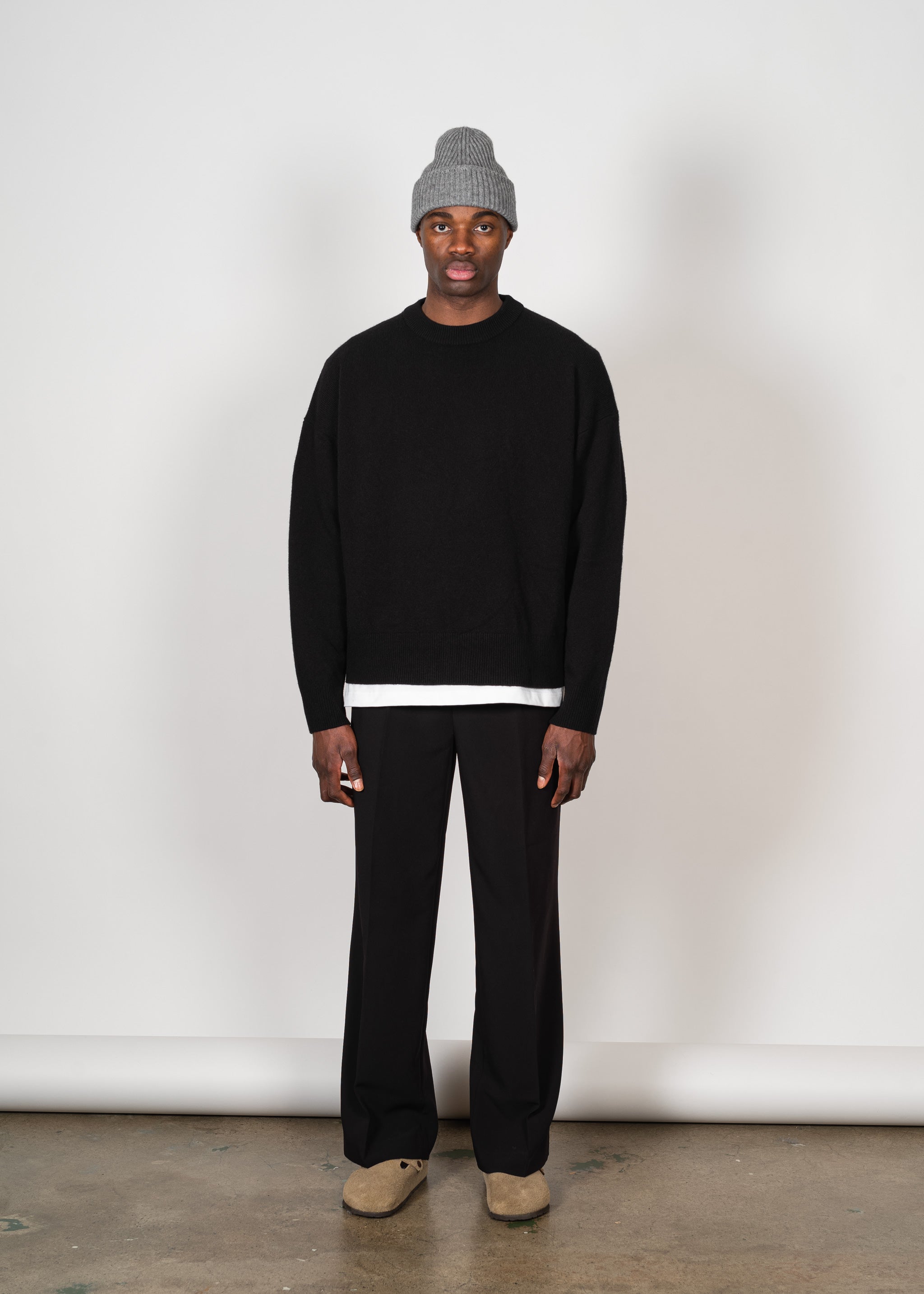 Yacaia Y-0008 Oversized Cashmere Blend Sweater - Black