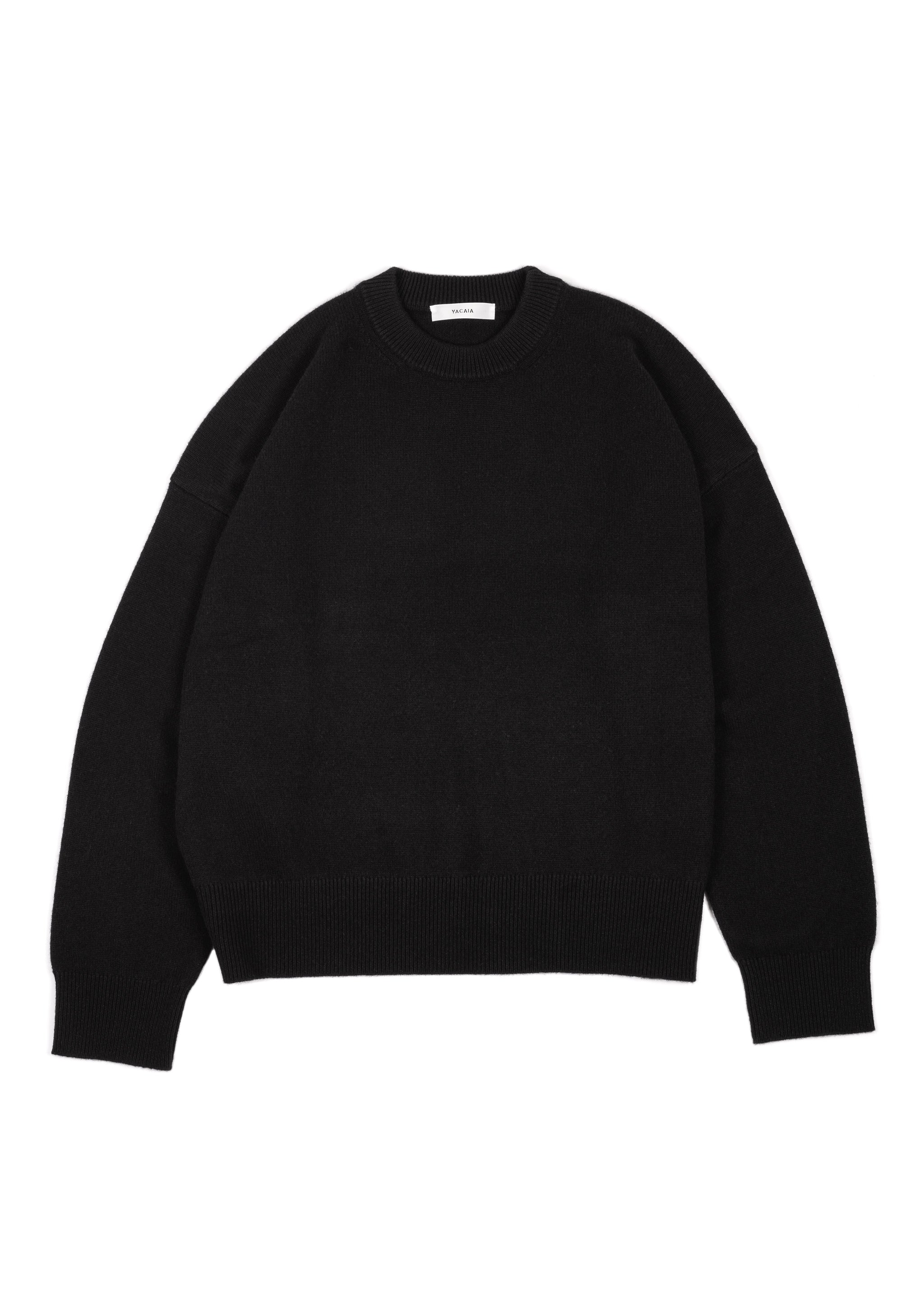 Yacaia Y-0008 Oversized Cashmere Blend Sweater - Black | Knitwear