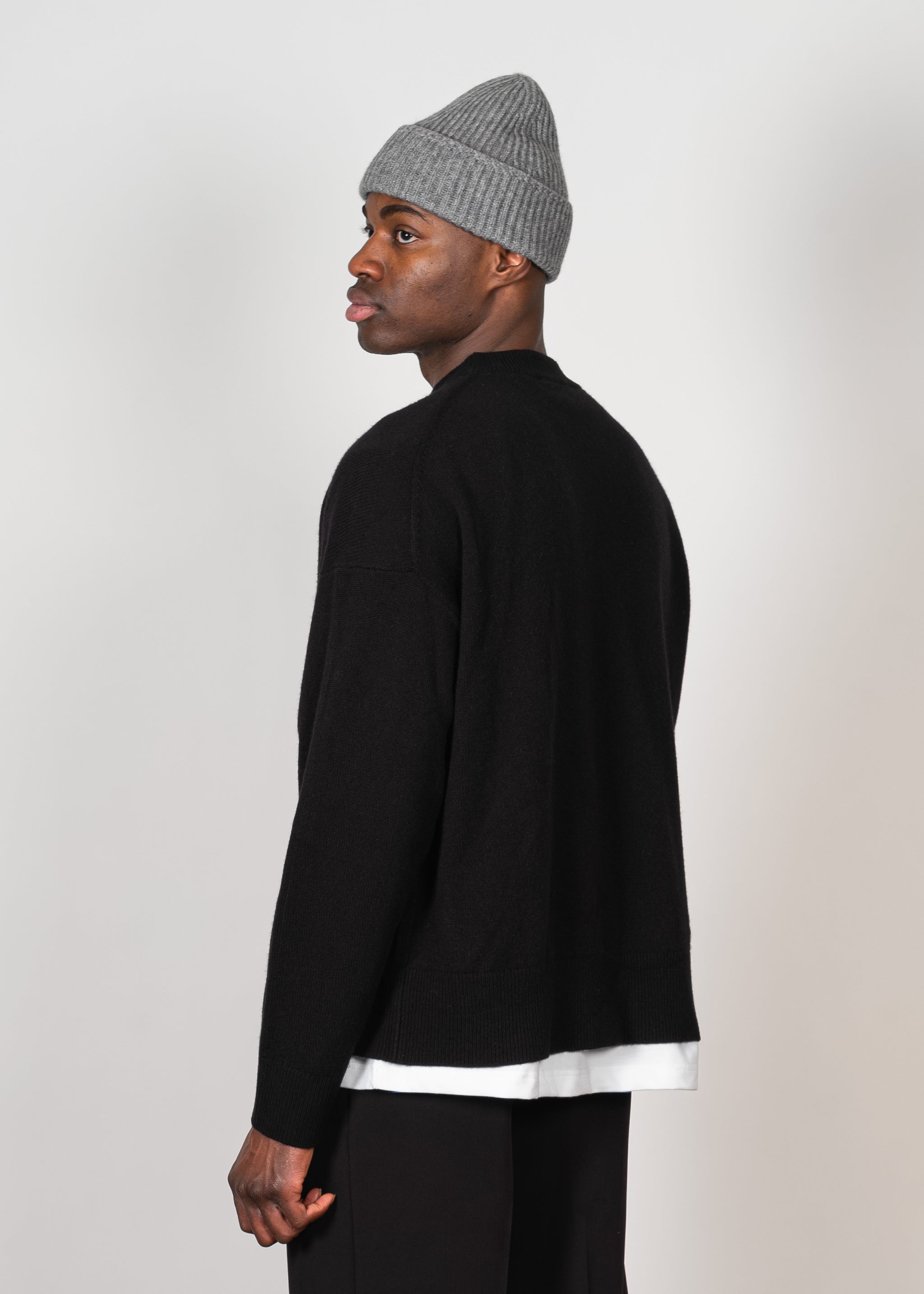 Yacaia Y-0008 Oversized Cashmere Blend Sweater - Black | Knitwear