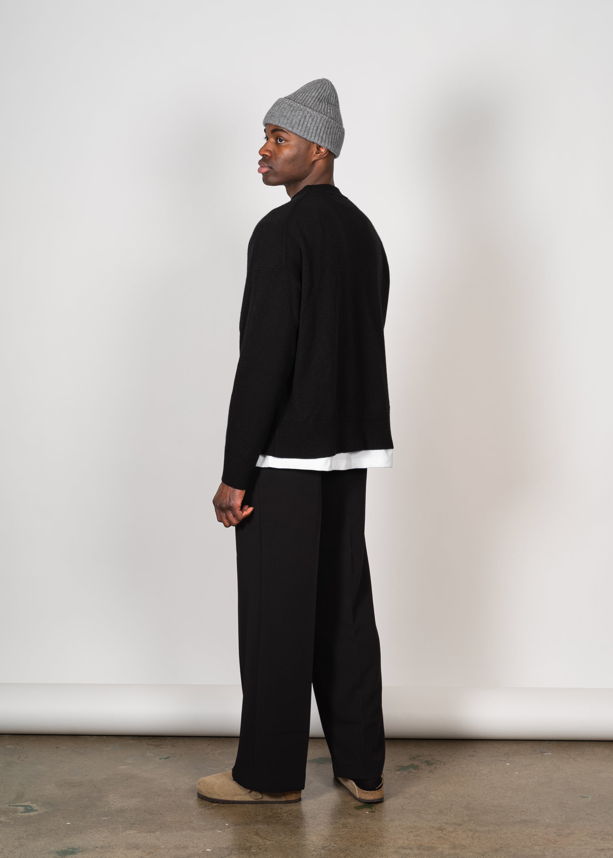 Yacaia Y-0008 Oversized Cashmere Blend Sweater - Black | Knitwear