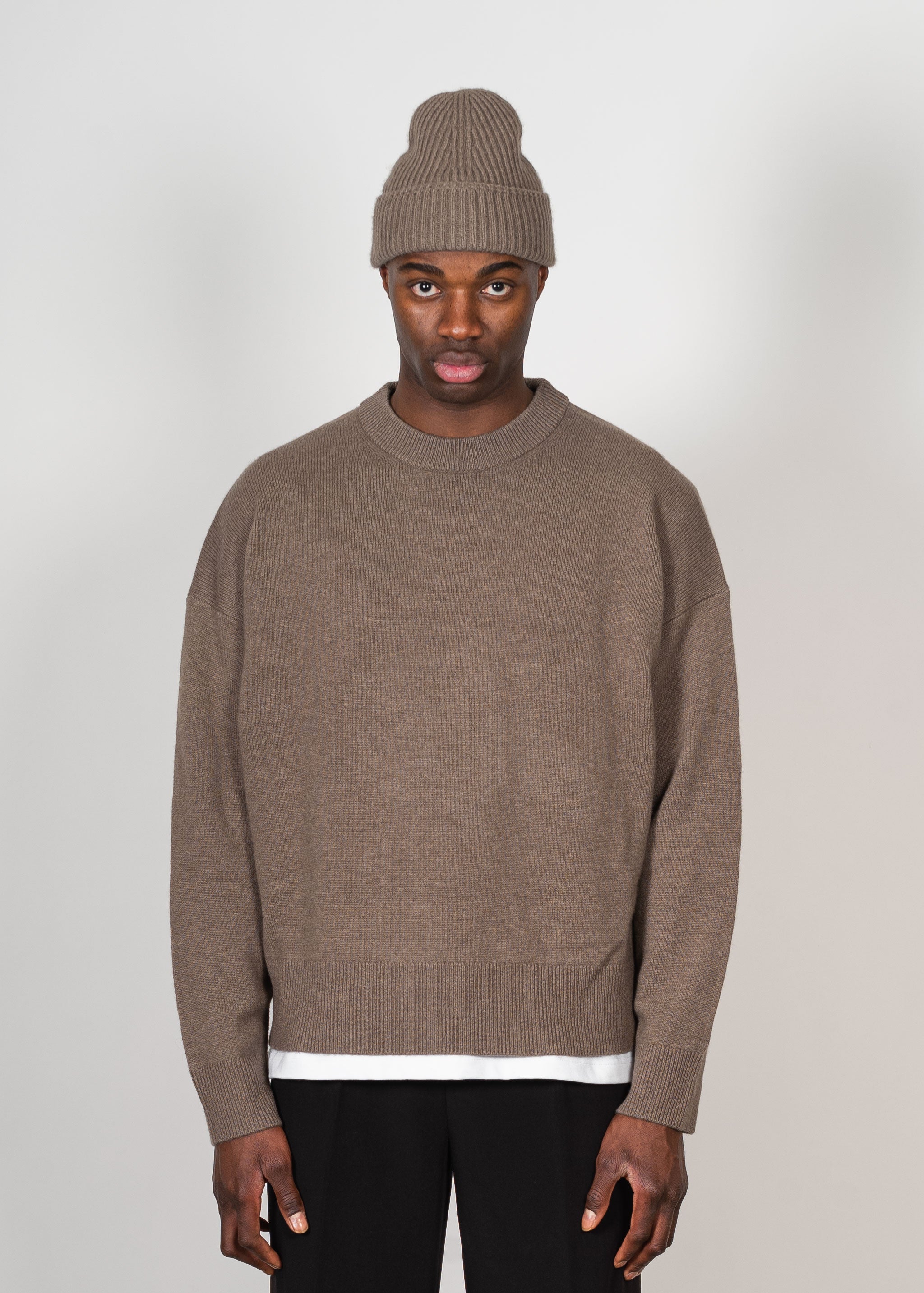 Yacaia Y-0008 Oversized Cashmere Blend Sweater - Brown | Knitwear