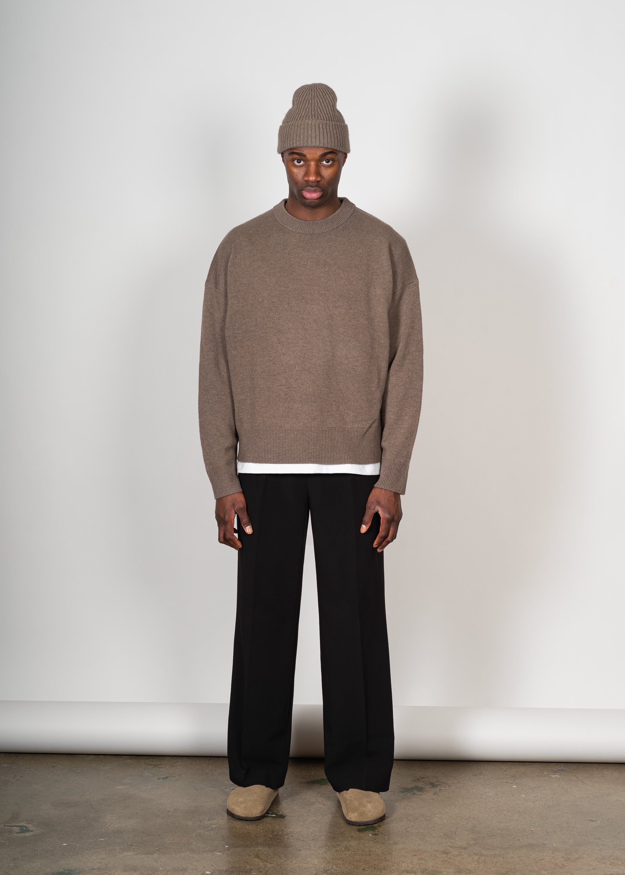 Yacaia Y-0008 Oversized Cashmere Blend Sweater - Brown