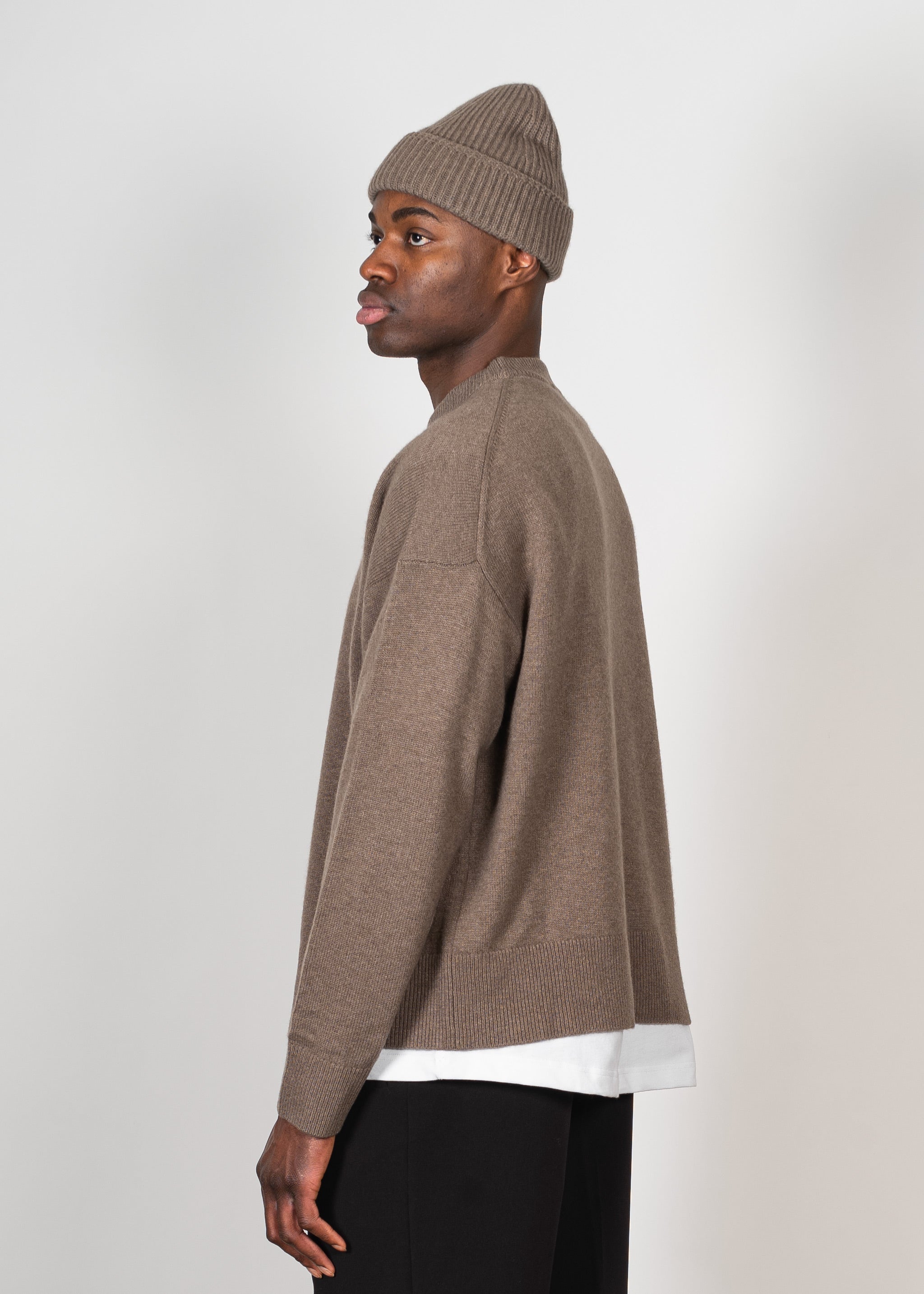 Yacaia Y-0008 Oversized Cashmere Blend Sweater - Brown