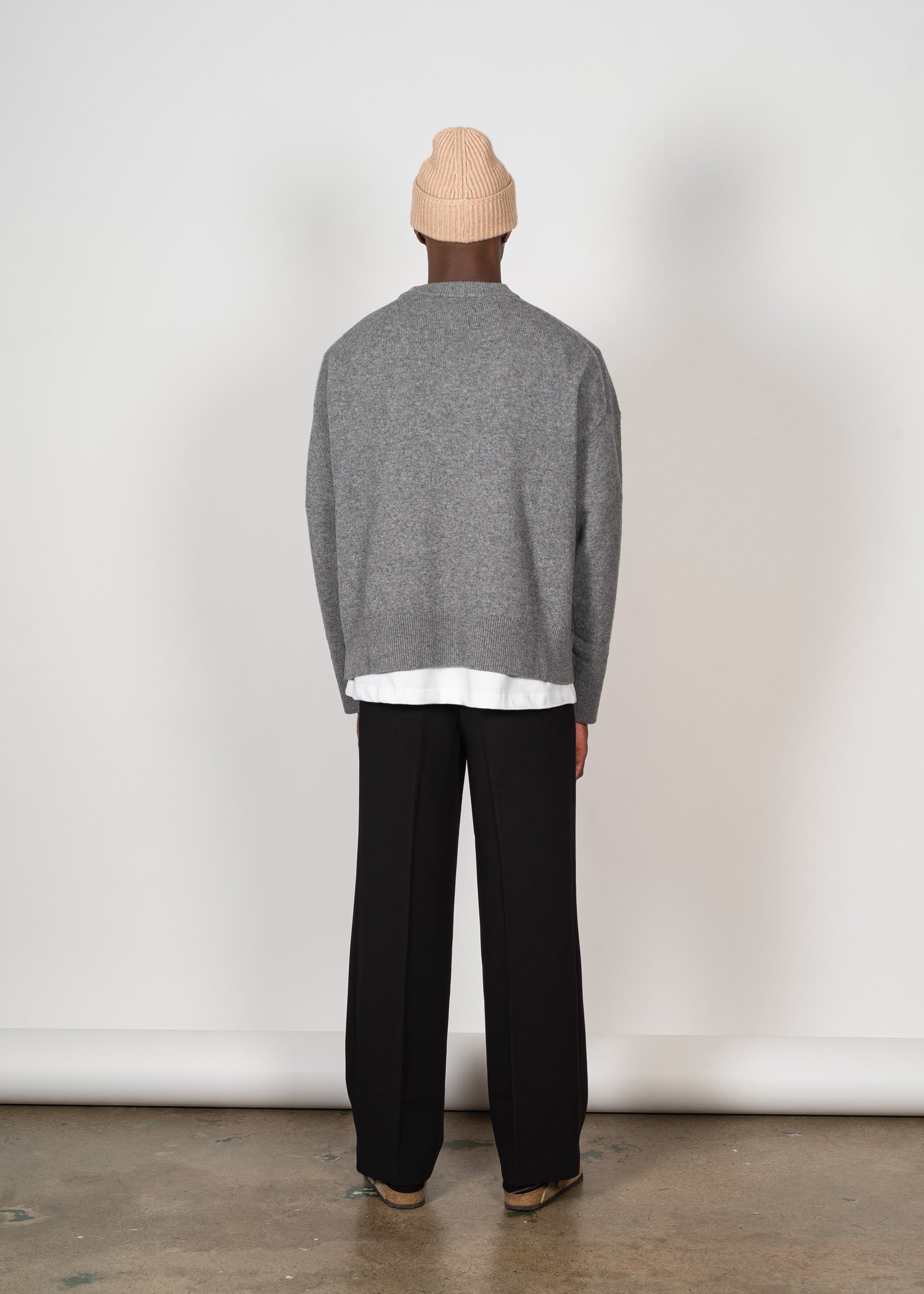 Yacaia Y-0008 Oversized Cashmere Blend Sweater - Grey