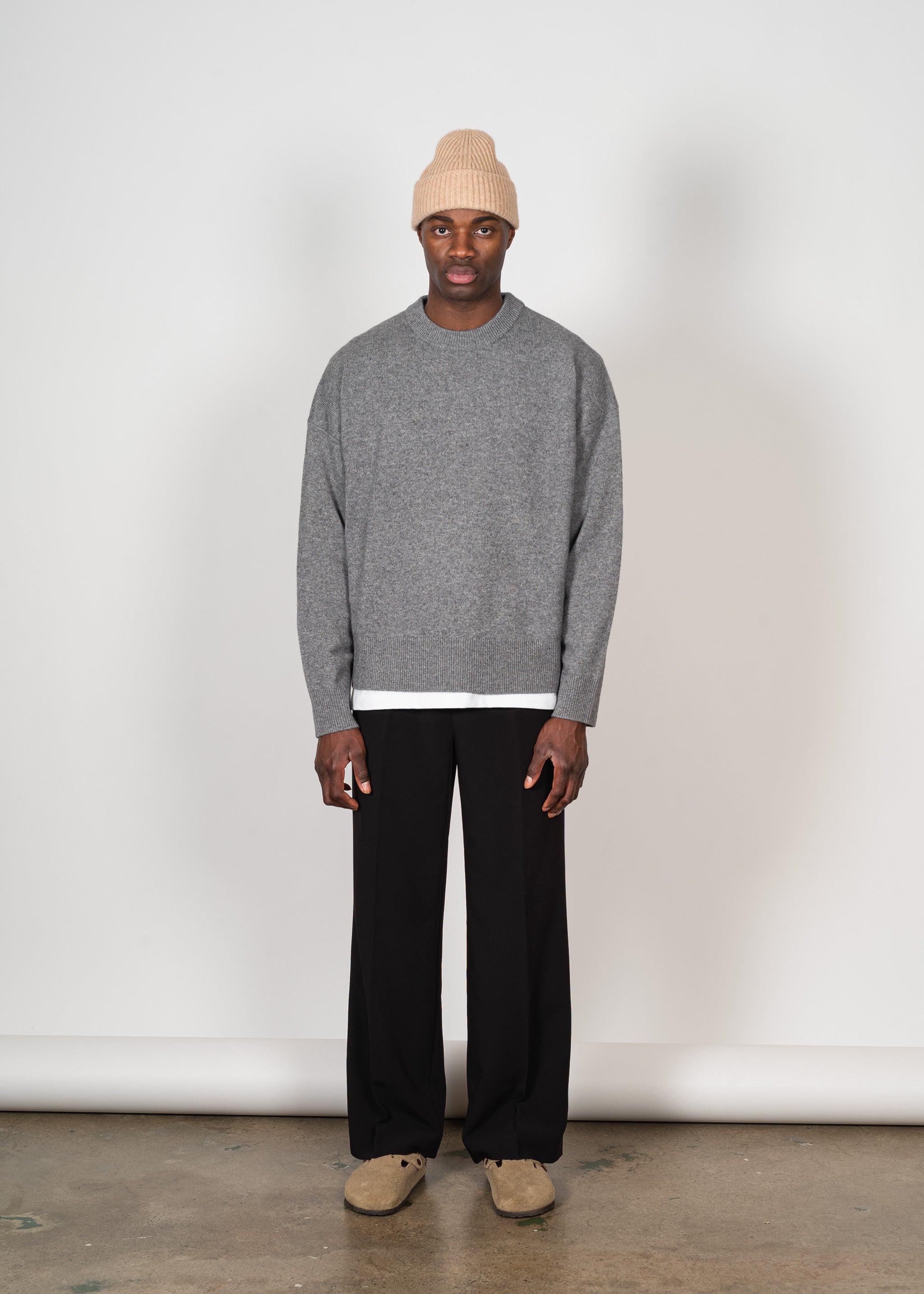 Yacaia Y-0008 Oversized Cashmere Blend Sweater - Grey