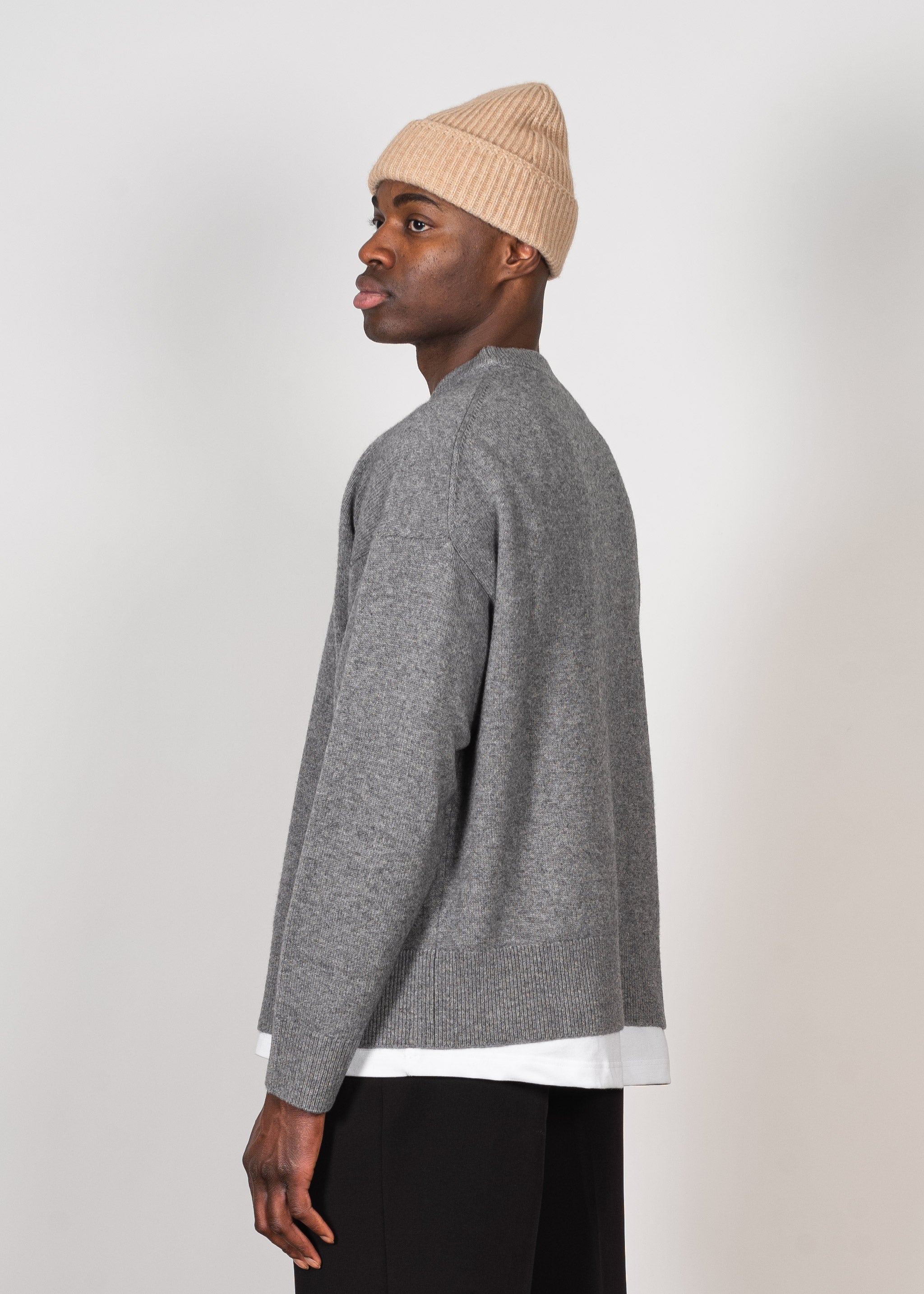 Yacaia Y-0008 Oversized Cashmere Blend Sweater - Grey