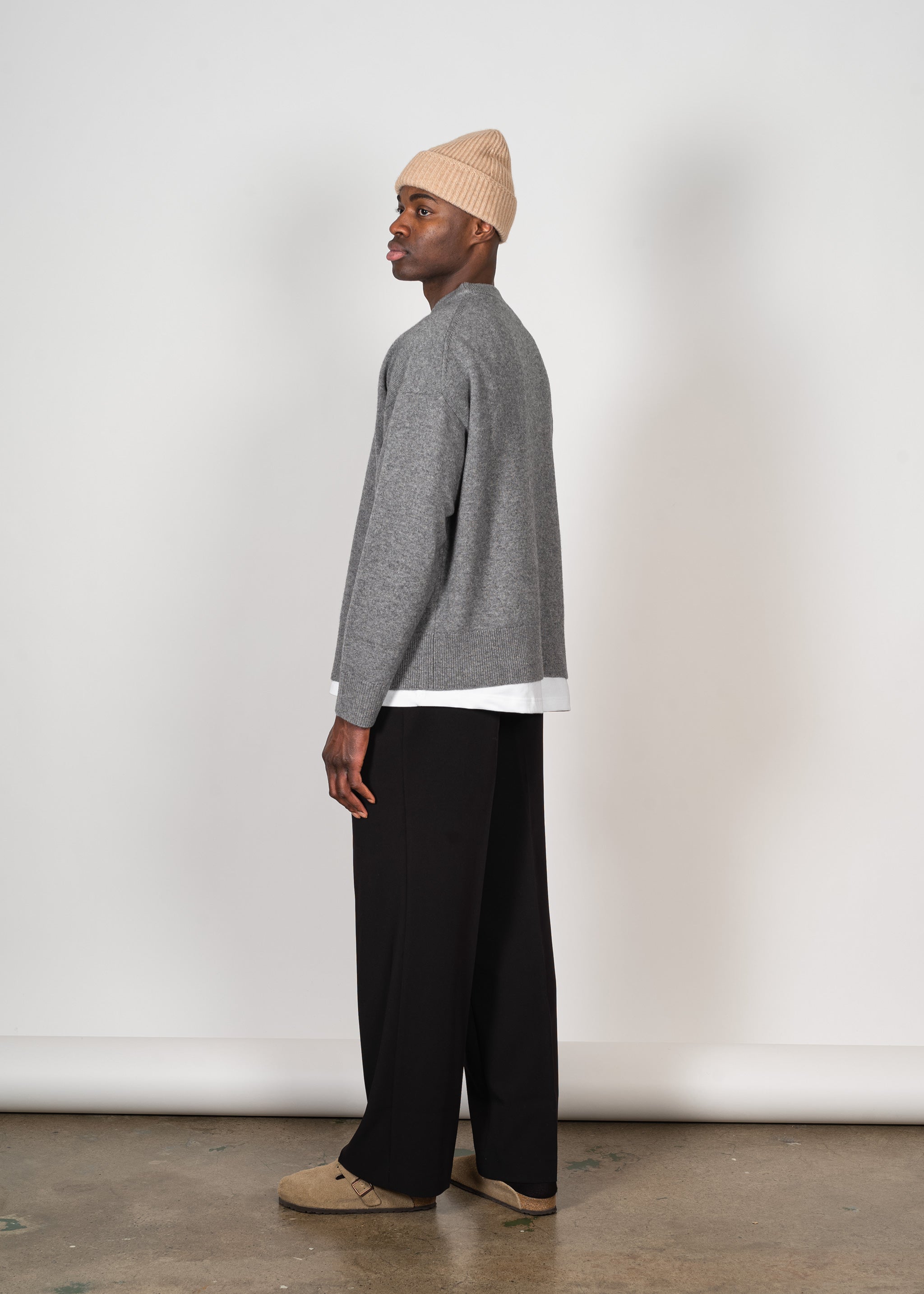 Yacaia Y-0008 Oversized Cashmere Blend Sweater - Grey