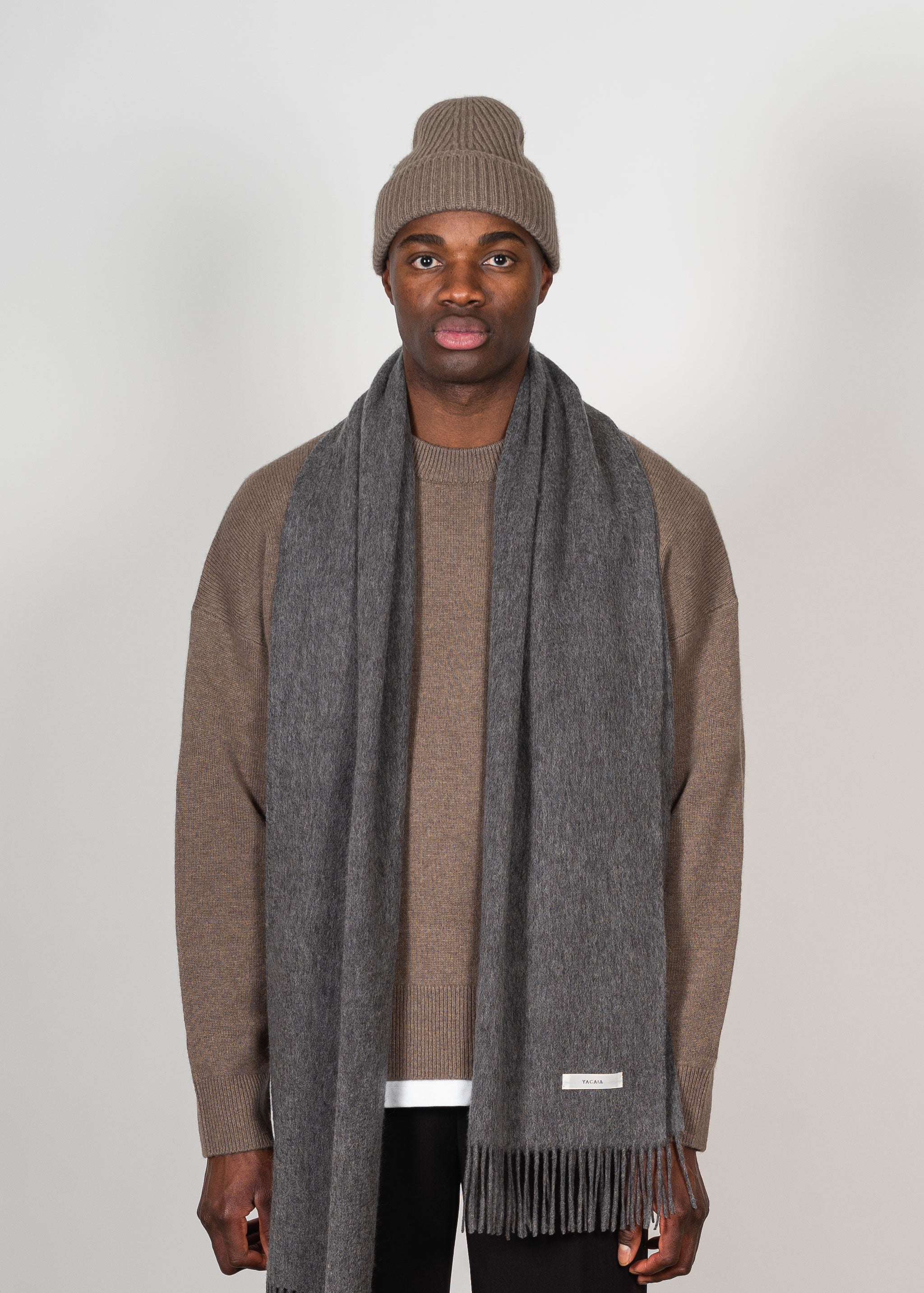 Yacaia Y-0011 Merino Wool Scarf - Grey | Headwear