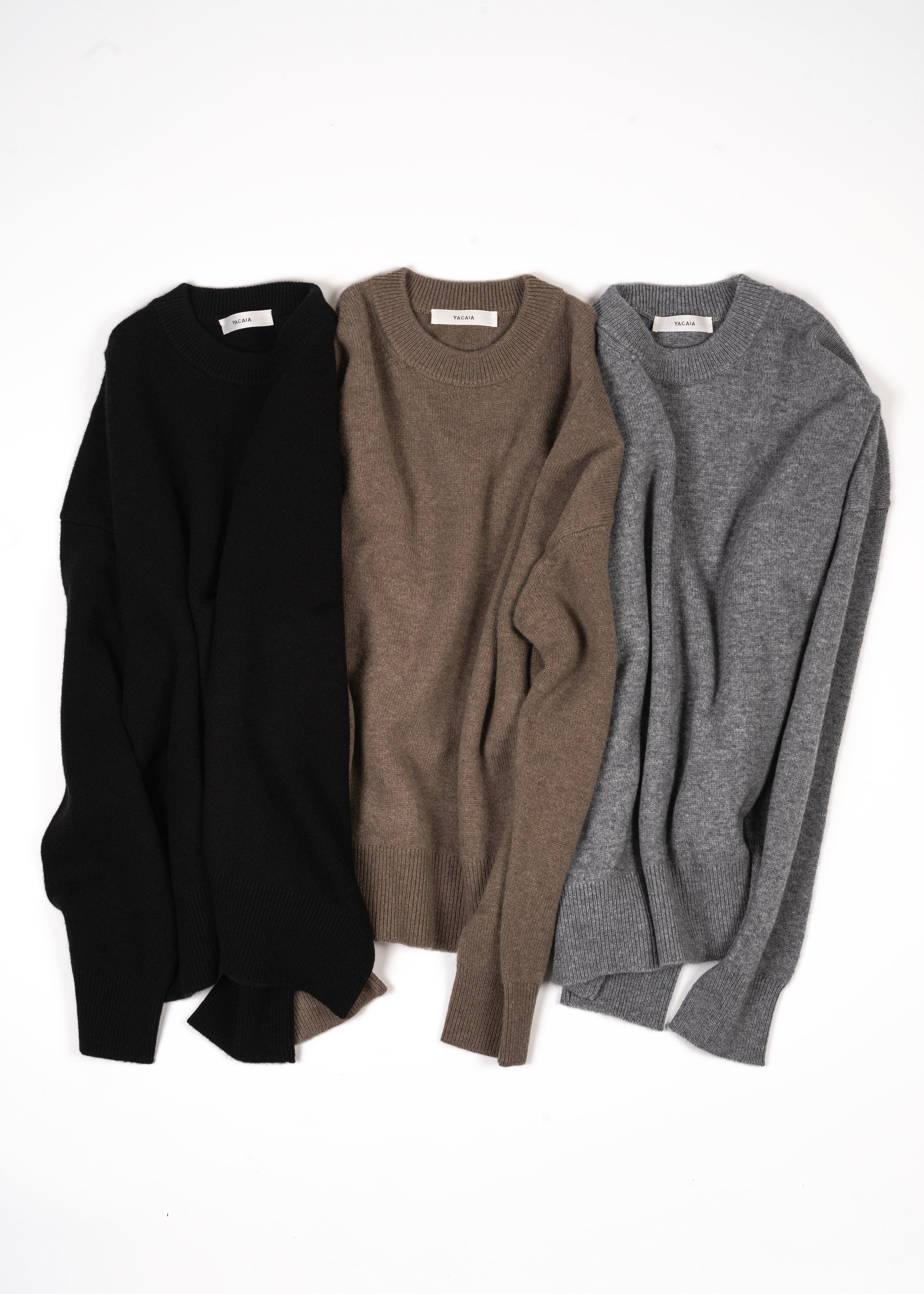 Yacaia Y-0008 Oversized Cashmere Blend Sweater - Brown | Knitwear