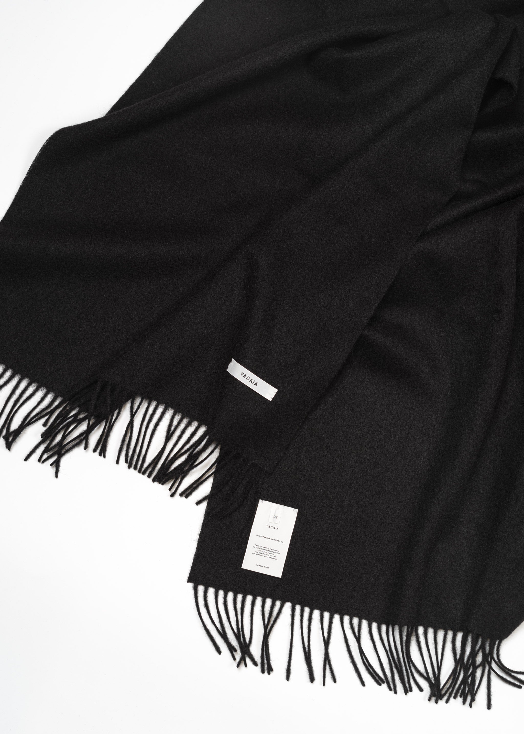 Yacaia Y-0011 Merino Wool Scarf - Black | Headwear