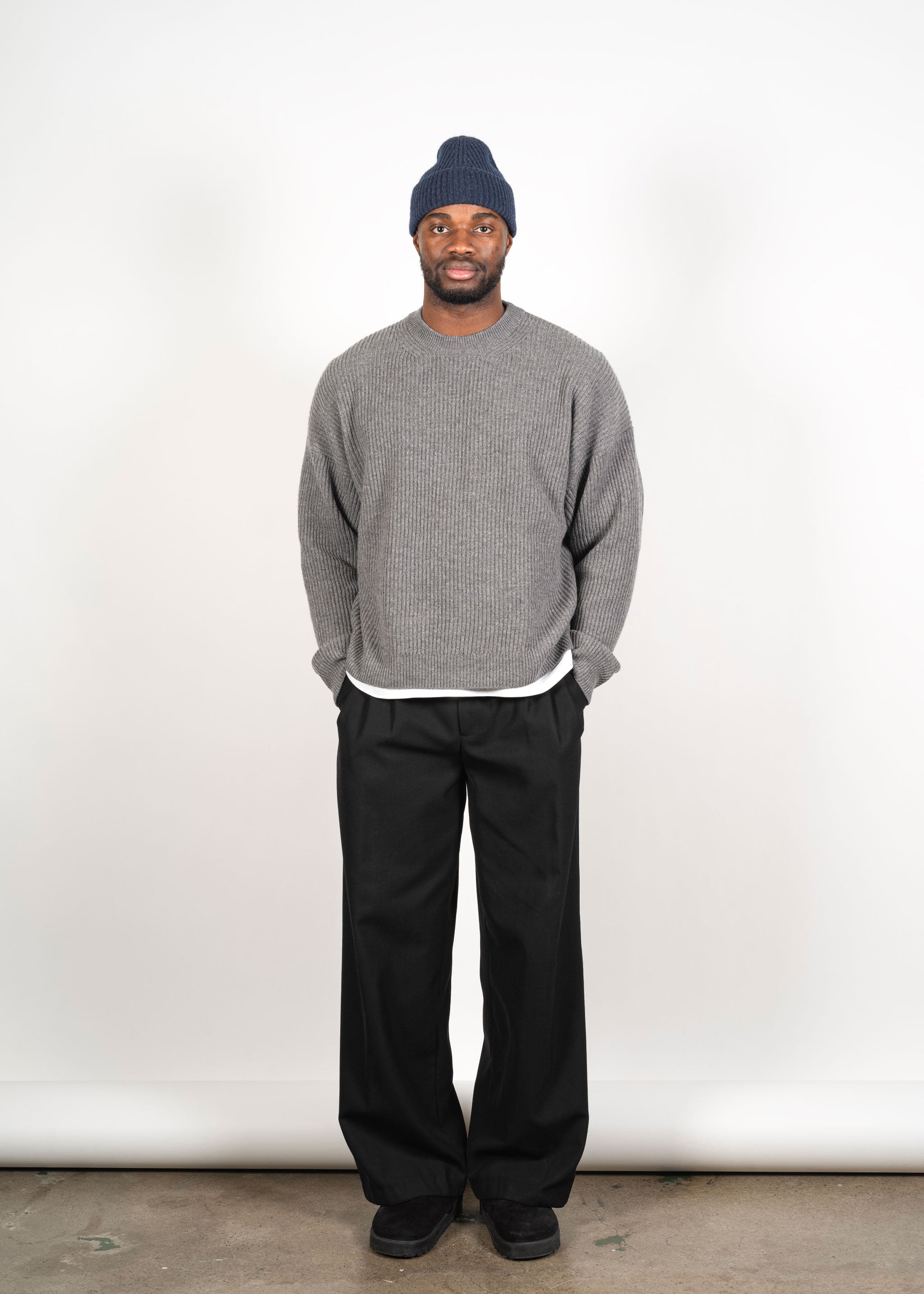 Yacaia Y-0004 Cashmere Blend Beanie - Navy Melange | Headwear
