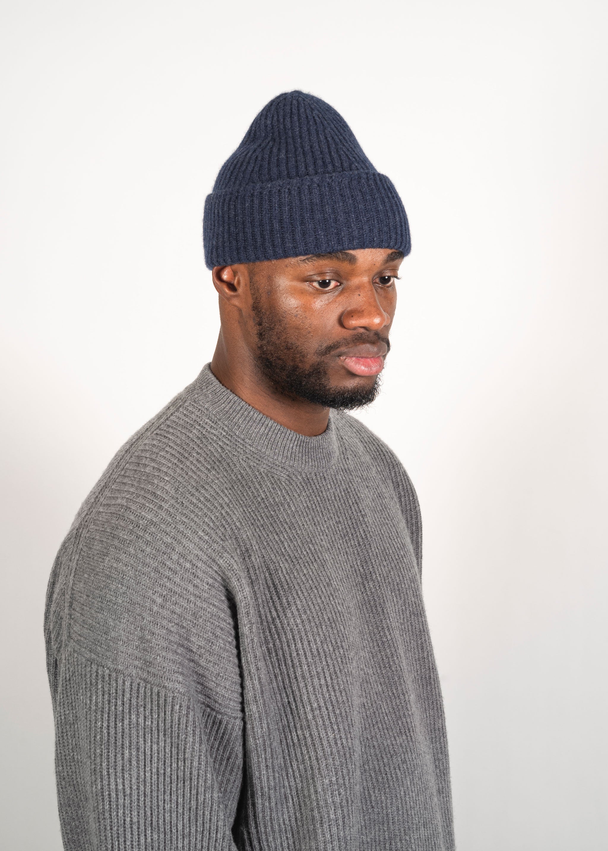 Yacaia Y-0004 Cashmere Blend Beanie - Navy Melange | Headwear