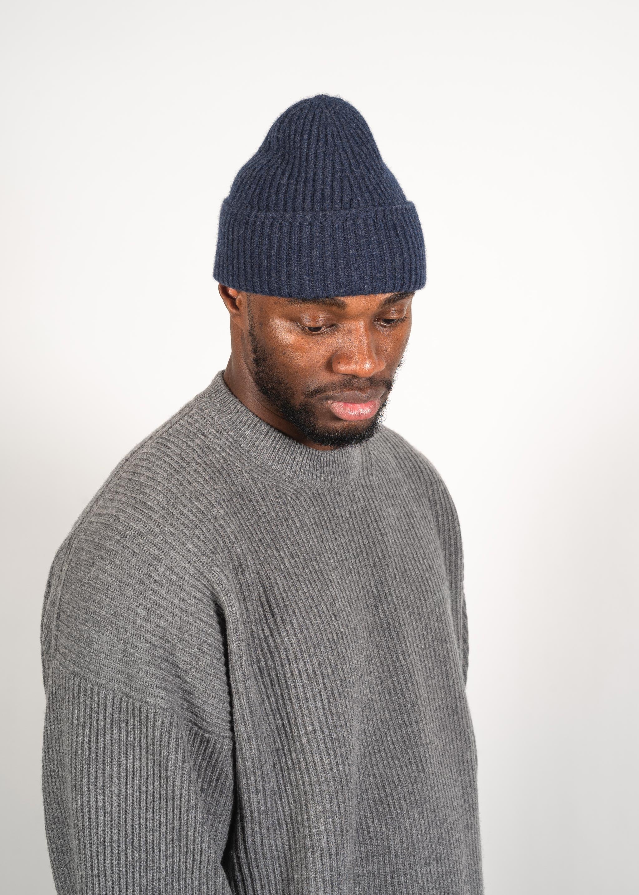 Yacaia Y-0004 Cashmere Blend Beanie - Navy Melange | Headwear