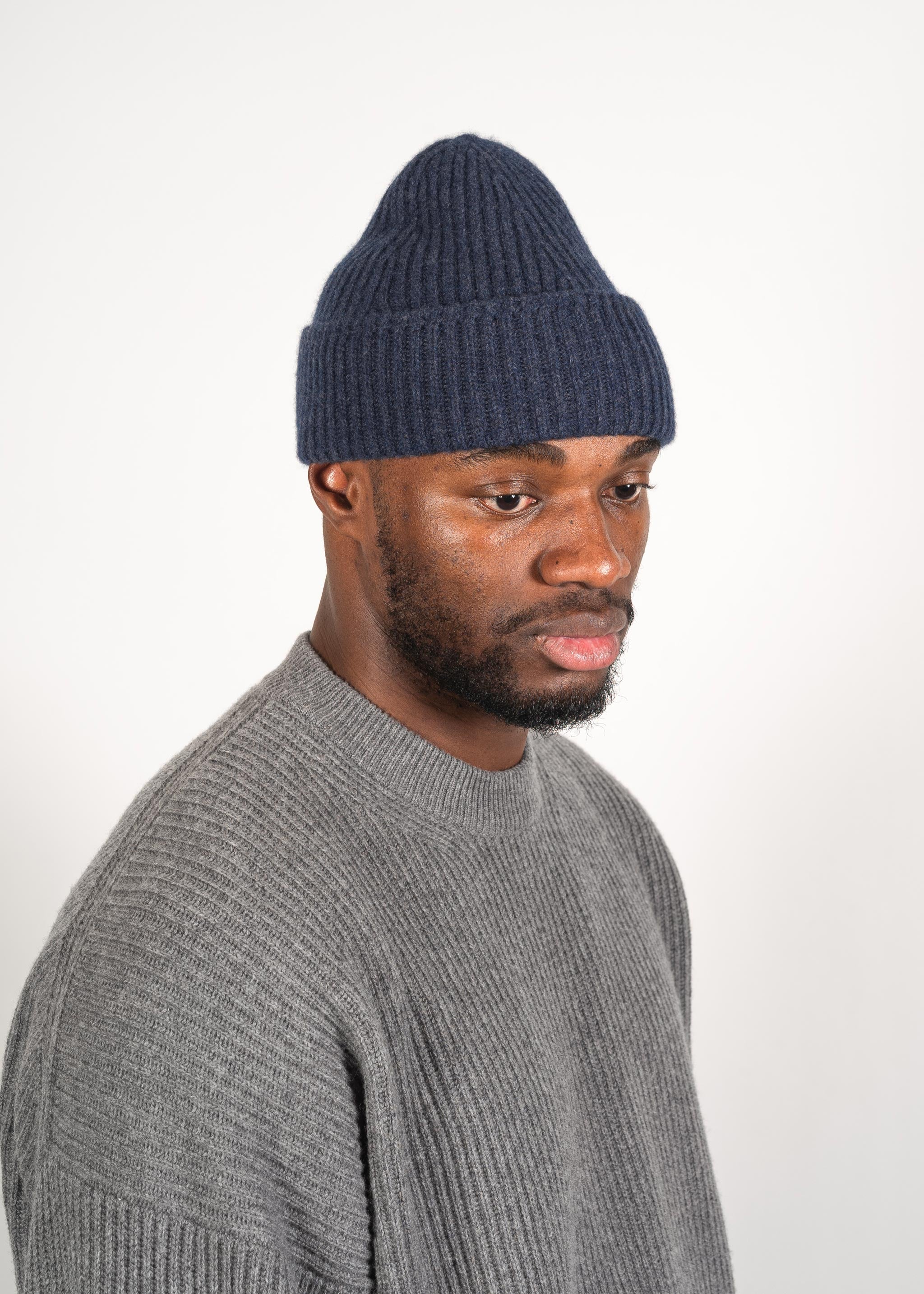 Yacaia Y-0004 Cashmere Blend Beanie - Navy Melange | Headwear