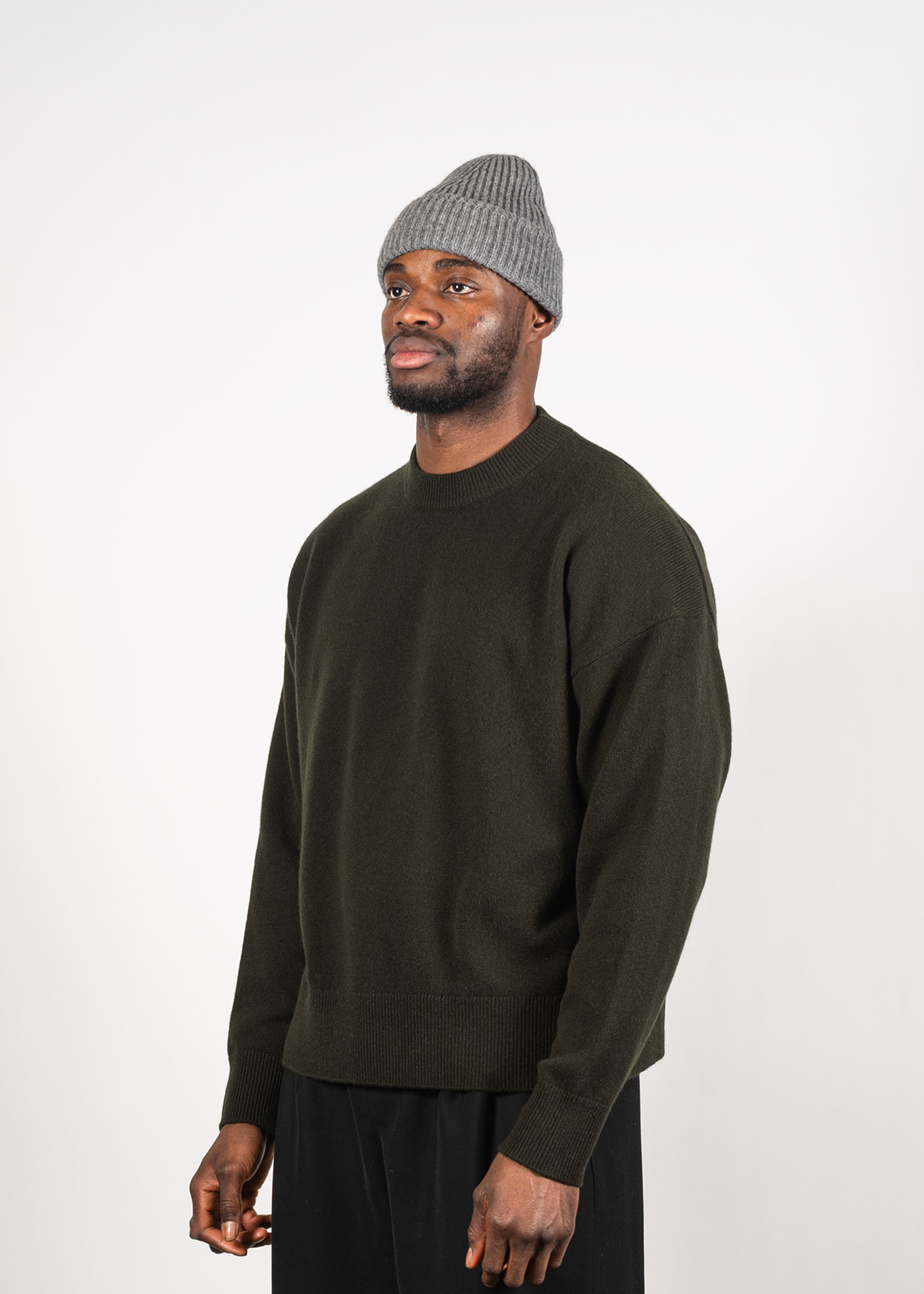 Yacaia Y-0008 Oversized Cashmere Blend Sweater - Dark Green | Knitwear