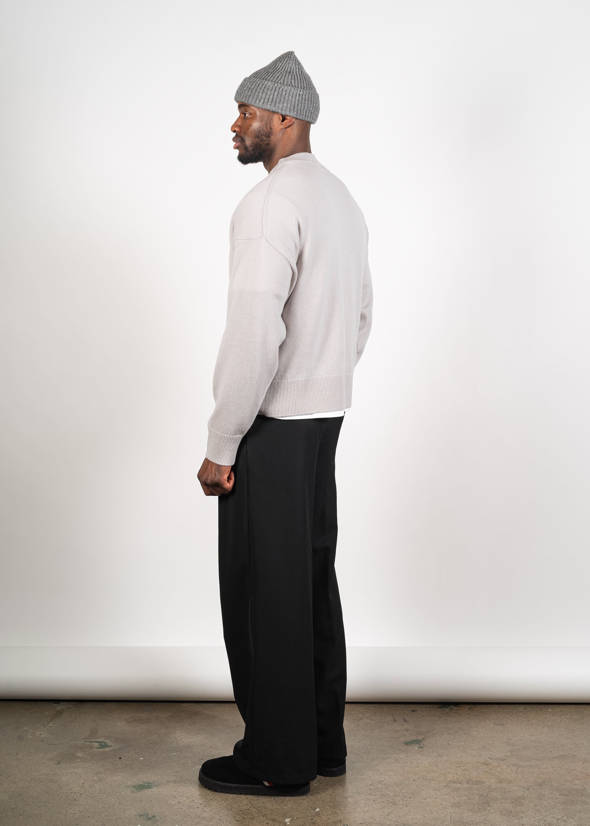 Yacaia Y-0008 Oversized Cashmere Blend Sweater - Light Beige | Knitwear