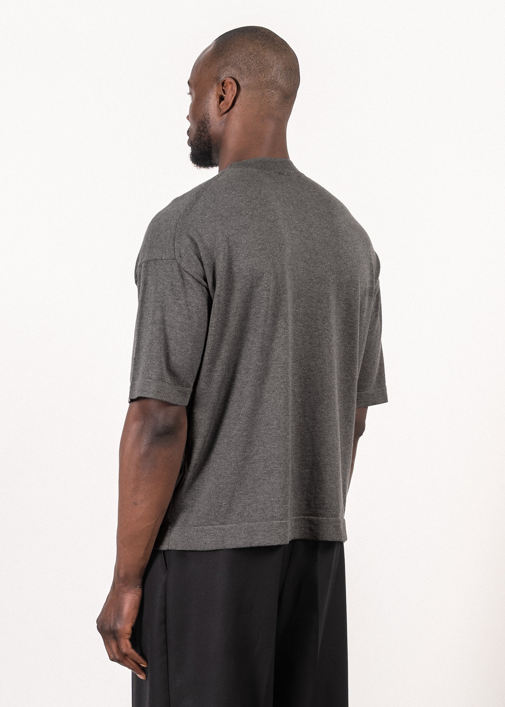 Yacaia Y-0023 Supima®/Cashmere Oversized T-Shirt - Grey | Knitwear