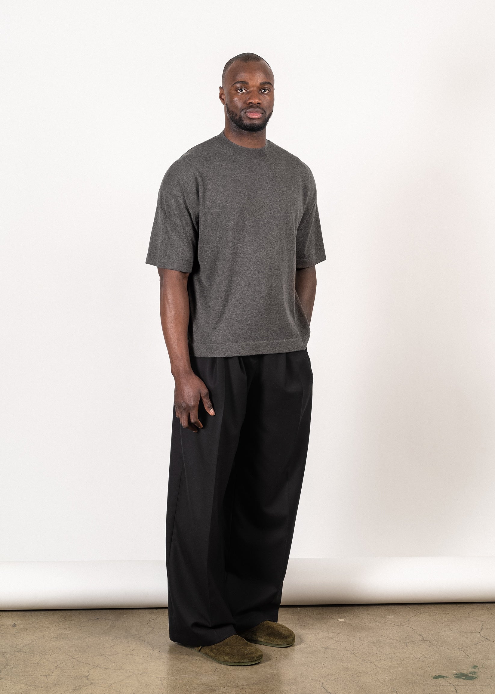 Yacaia Y-0023 Supima®/Cashmere Oversized T-Shirt - Grey | Knitwear