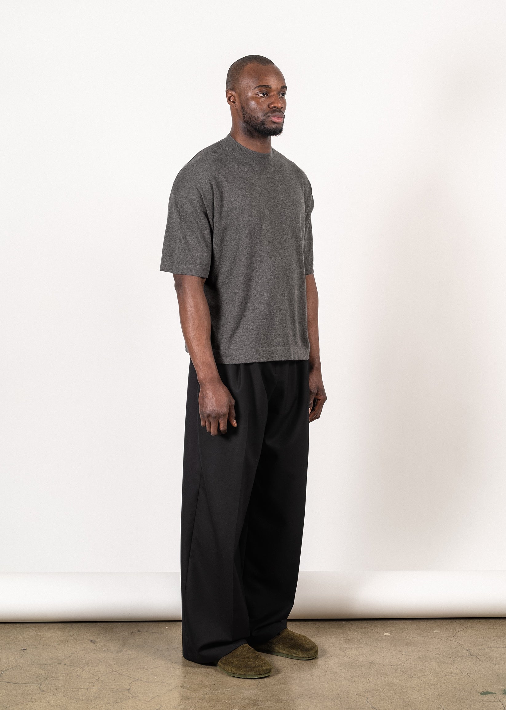 Yacaia Y-0023 Supima®/Cashmere Oversized T-Shirt - Grey | Knitwear