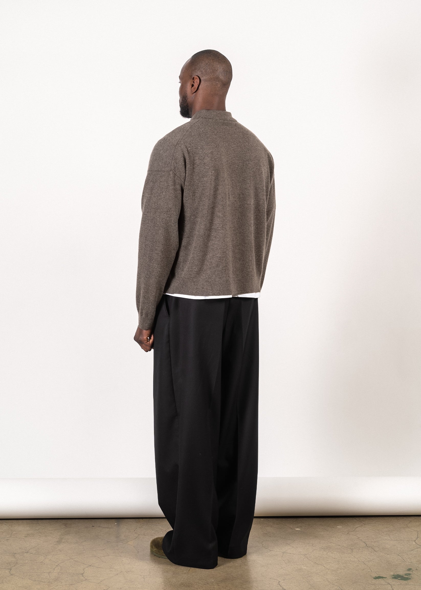 Merino/cashmere oversized cardigan in dark brown — Y-0017 | YACAIA