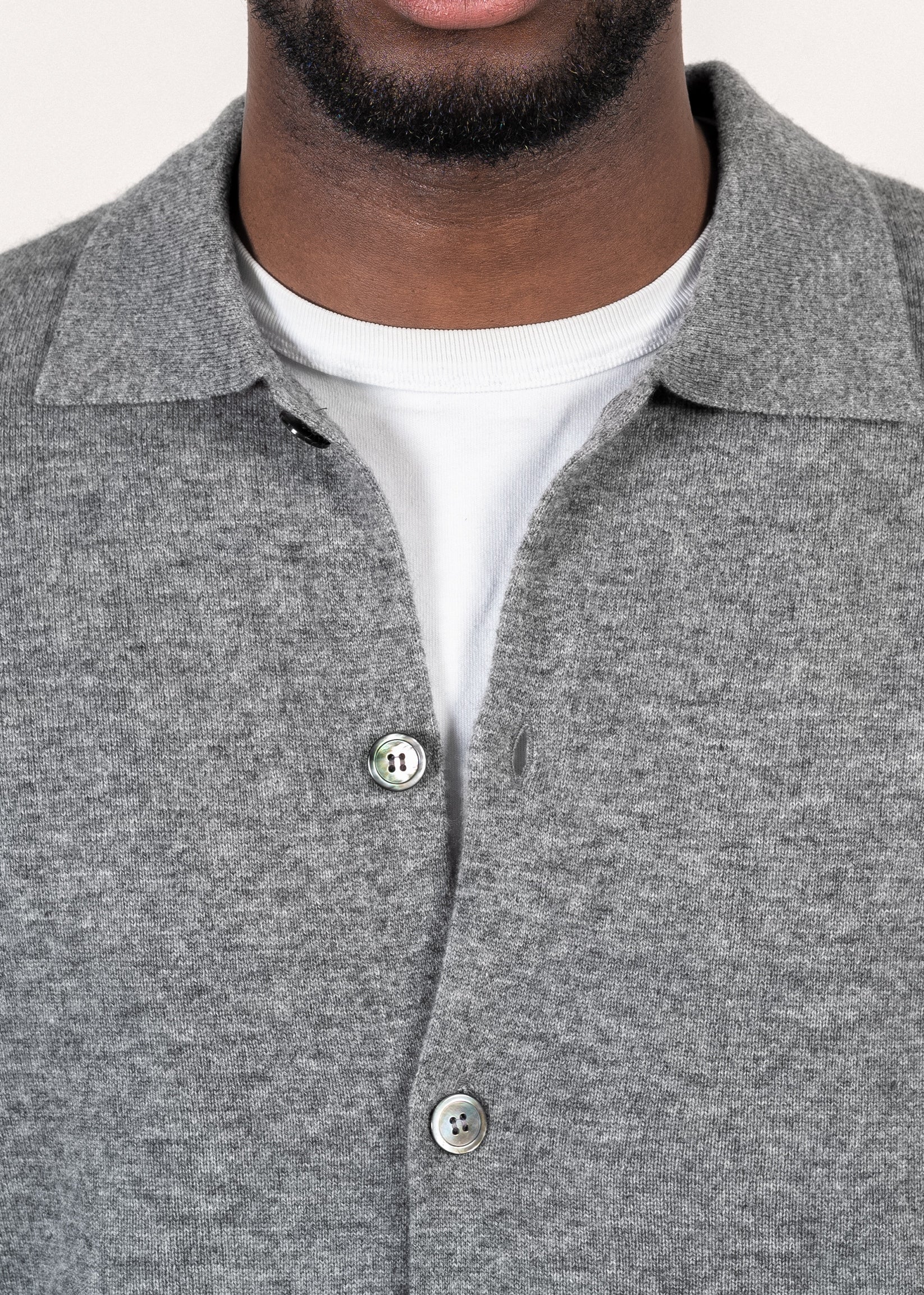 Oversized merino/cashmere cardigan in grey — Y-0017 | YACAIA