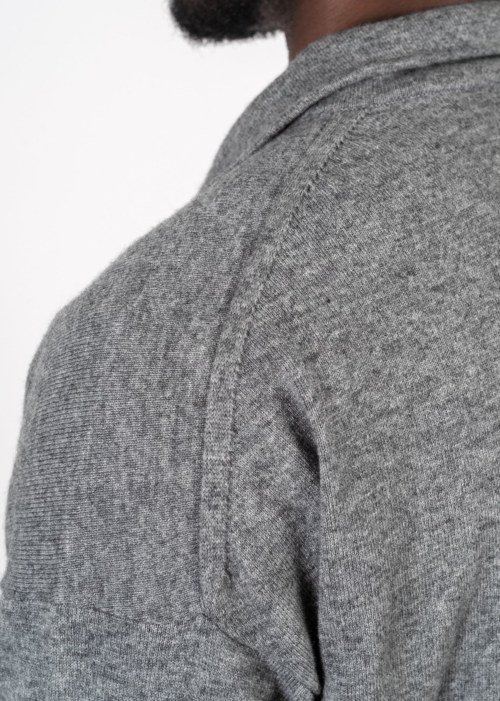 Y-0017 Oversized Merino/Cashmere Cardigan - Grey , Y-0017-GRY-Shoulder