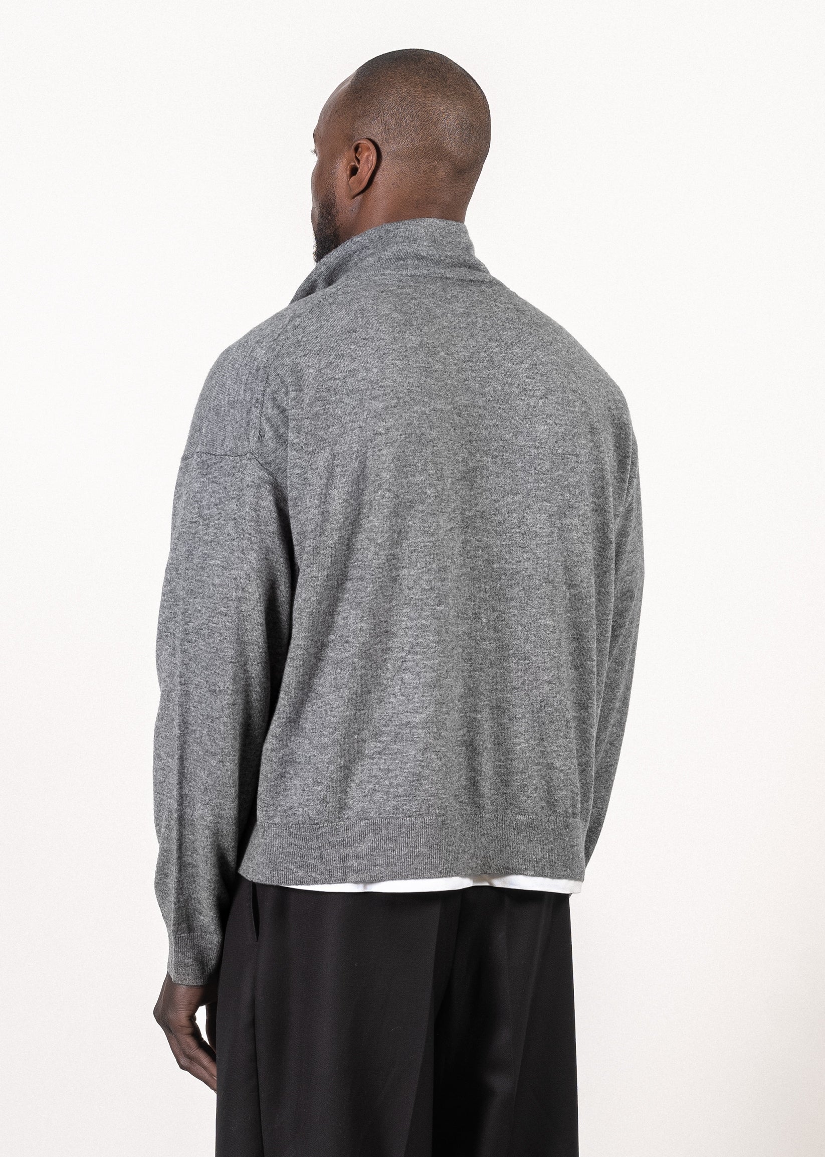 Y-0019 Oversized Half-Zip Merino/Cashmere Sweater - Grey