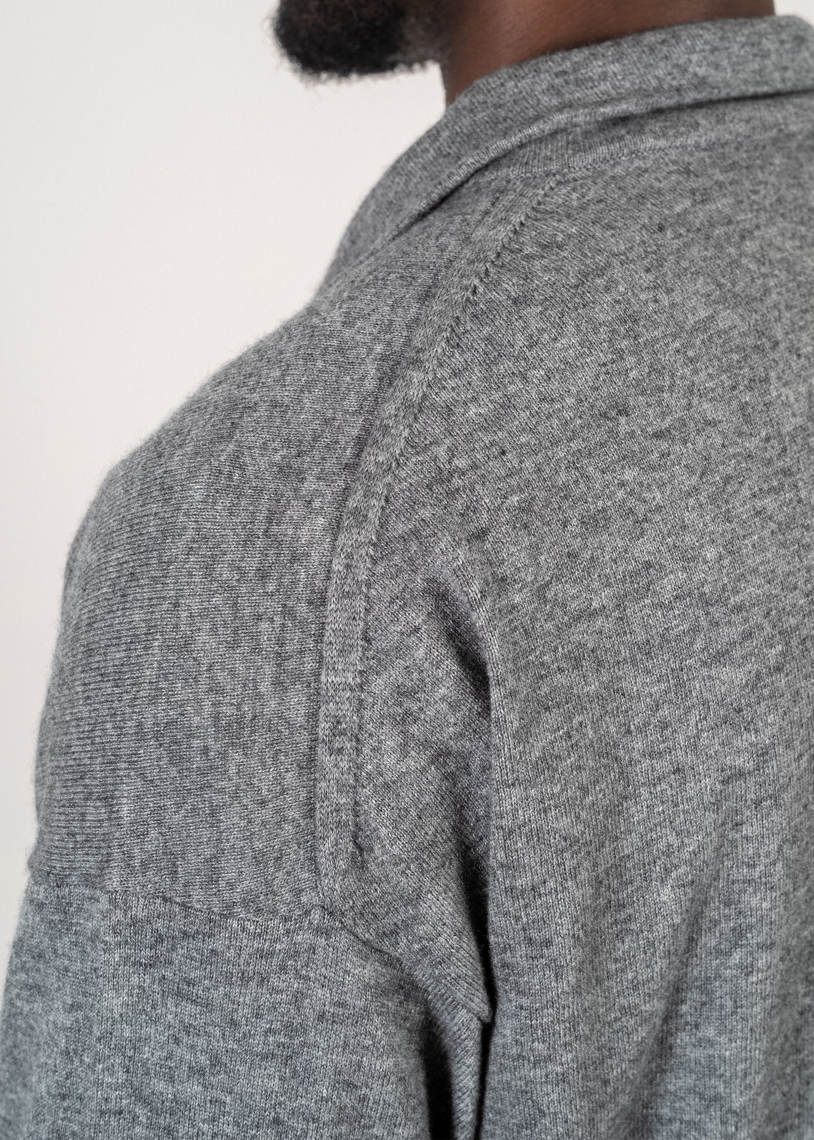 Y-0019 Oversized Half-Zip Merino/Cashmere Sweater - Grey