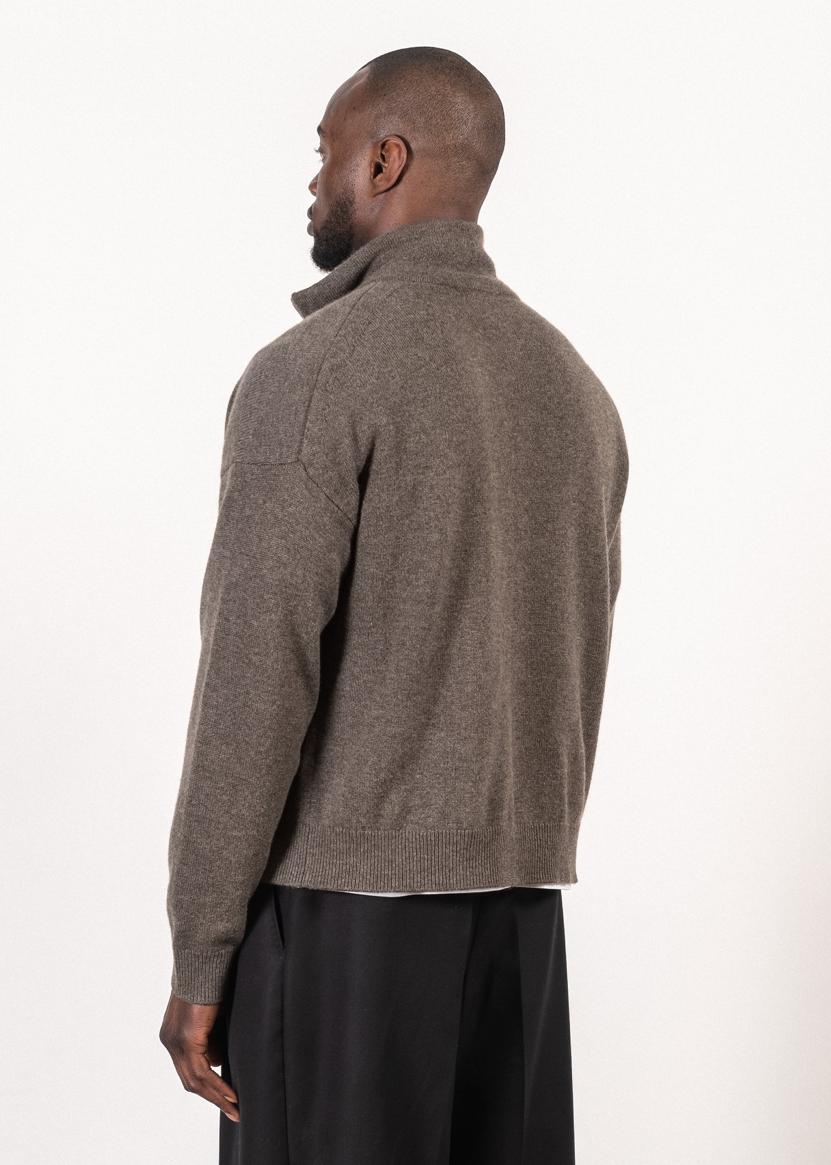 Oversized Full-Zip Cashmere/MerinoSweater – Yacaia Y-0020 in Dark