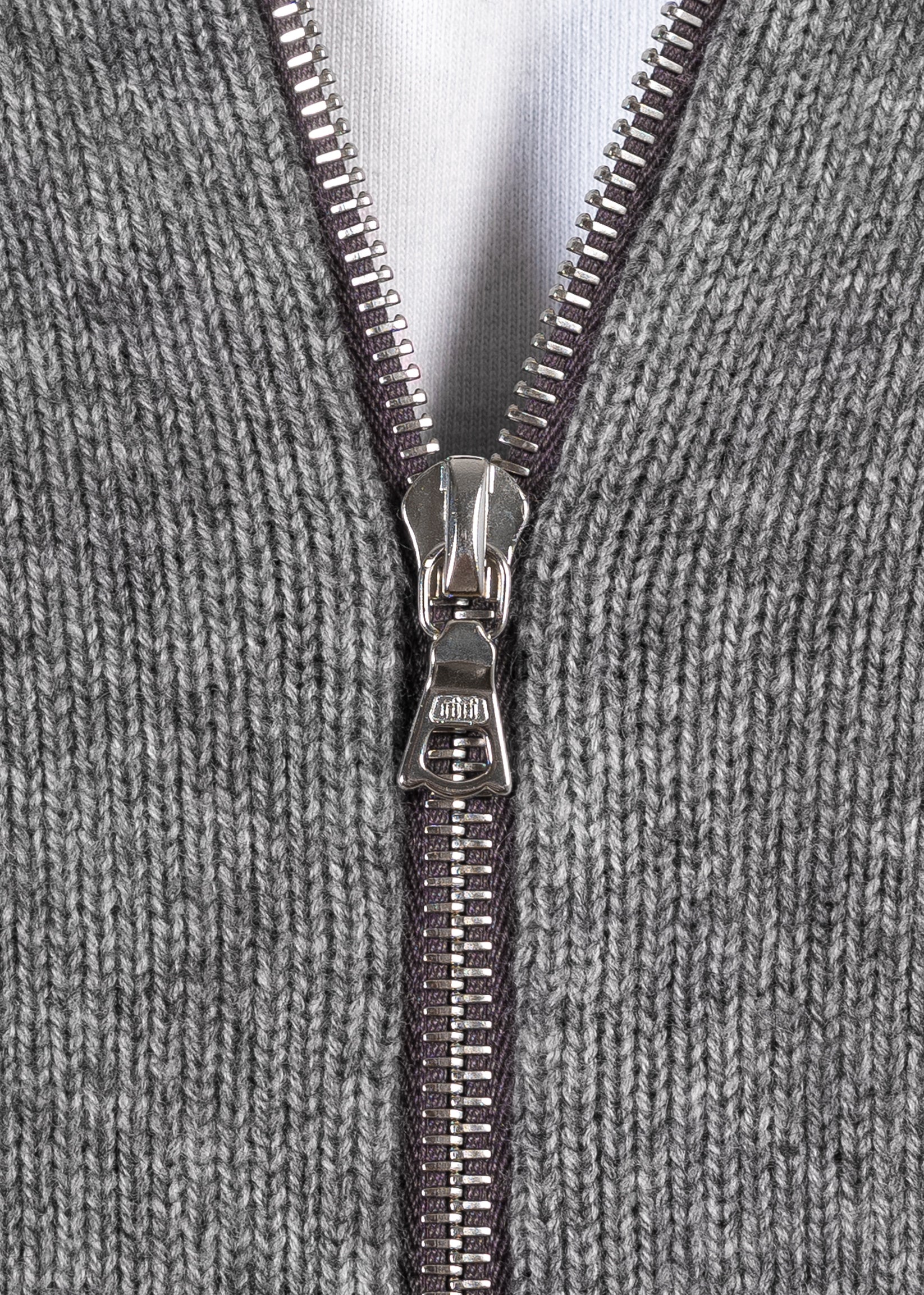 Merino/cashmere full-zip sweater in grey — Y-0020 | YACAIA
