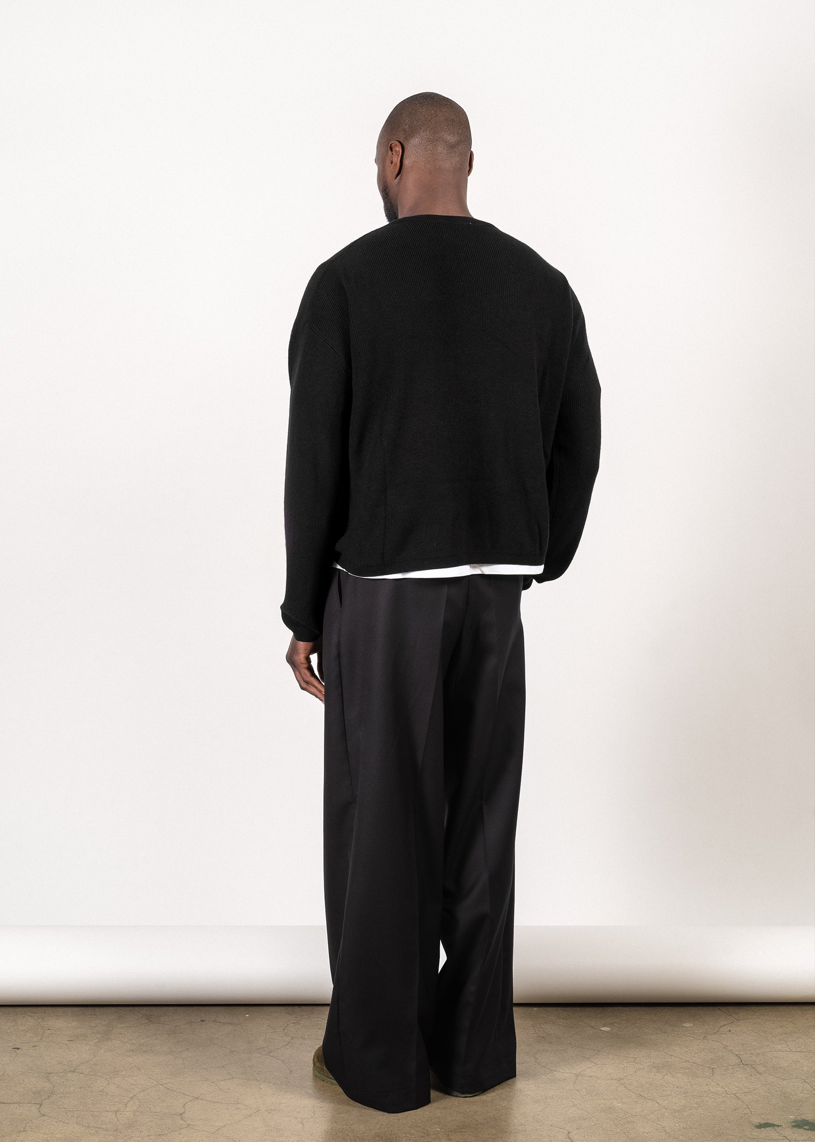 Yacaia Y-0021 Oversized Ribbed Supima®/Cashmere Sweater - Black | Knitwear