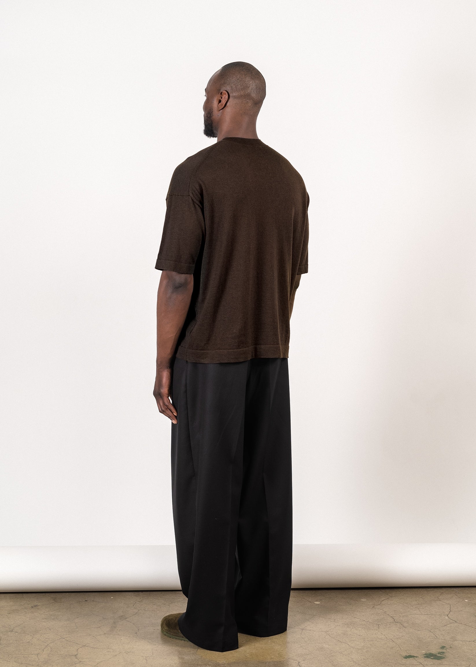 Yacaia Y-0023 Supima®/Cashmere Oversized T-Shirt - Dark Brown | Knitwear