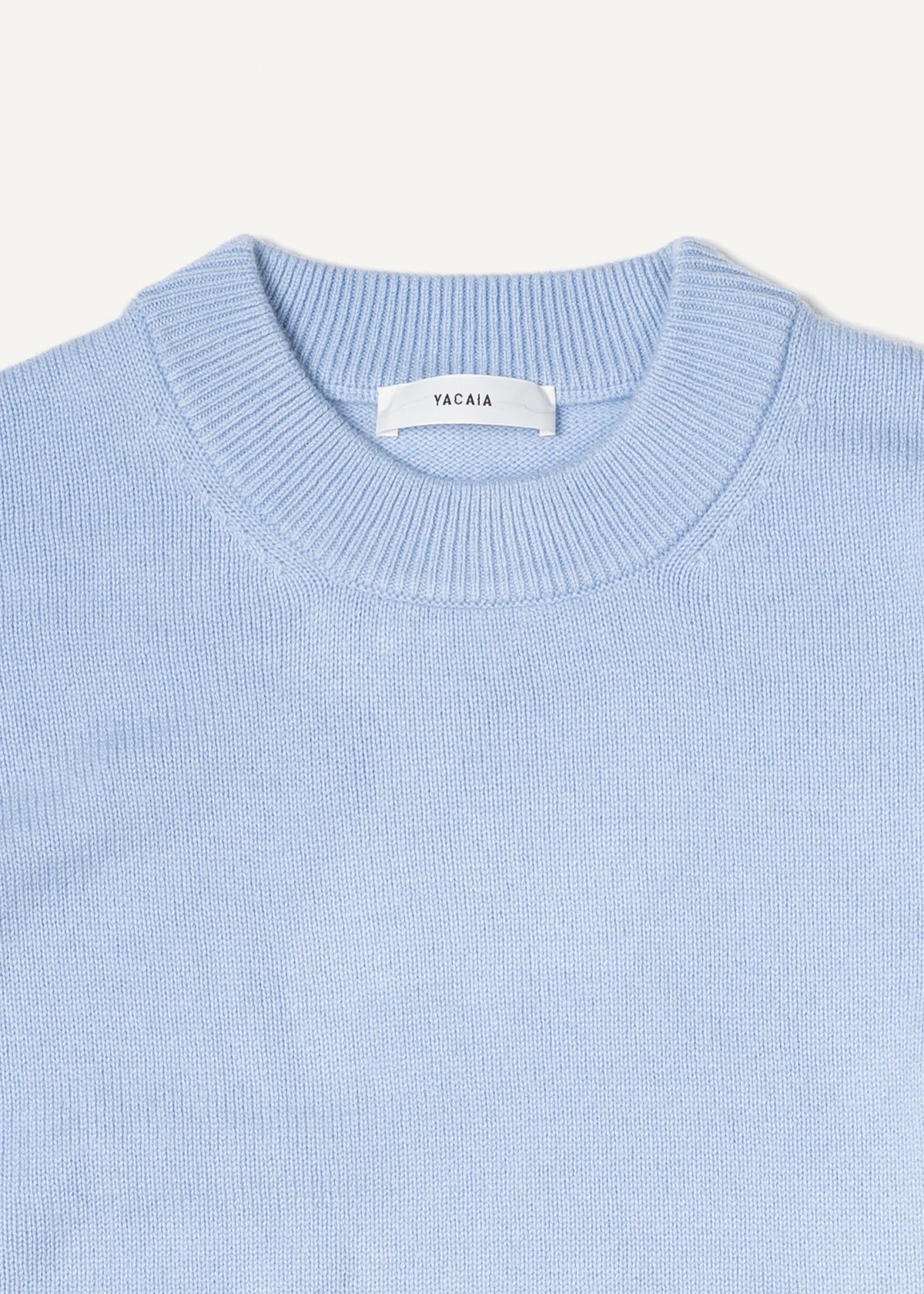 Y-0008 Oversized Merino/Cashmere Sweater - Light Blue , Yacaia-Y-0008-Light-Blue-Flatlay-02