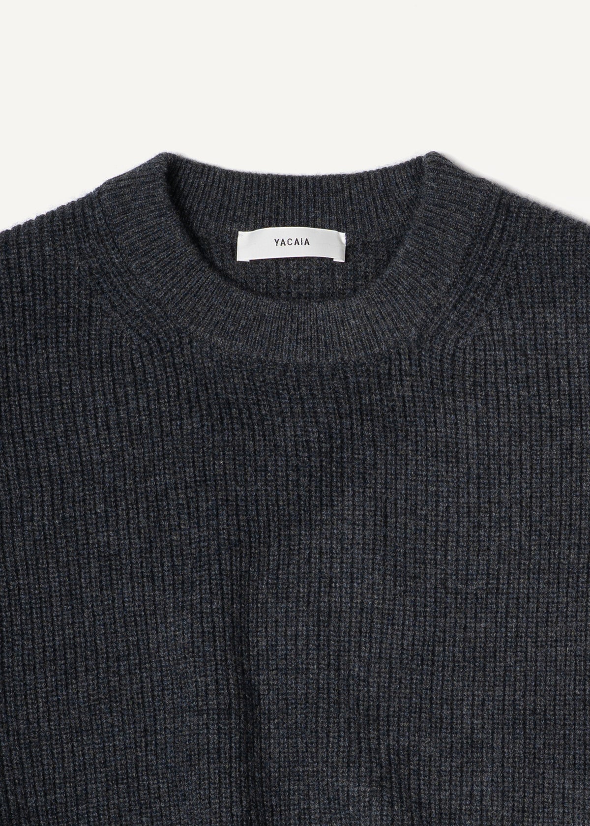 Y-0013 Oversized Ribbed Merino/Cashmere Sweater - Black Melange , Yacaia-Y-0013-Black-Melange-Flatlay-03