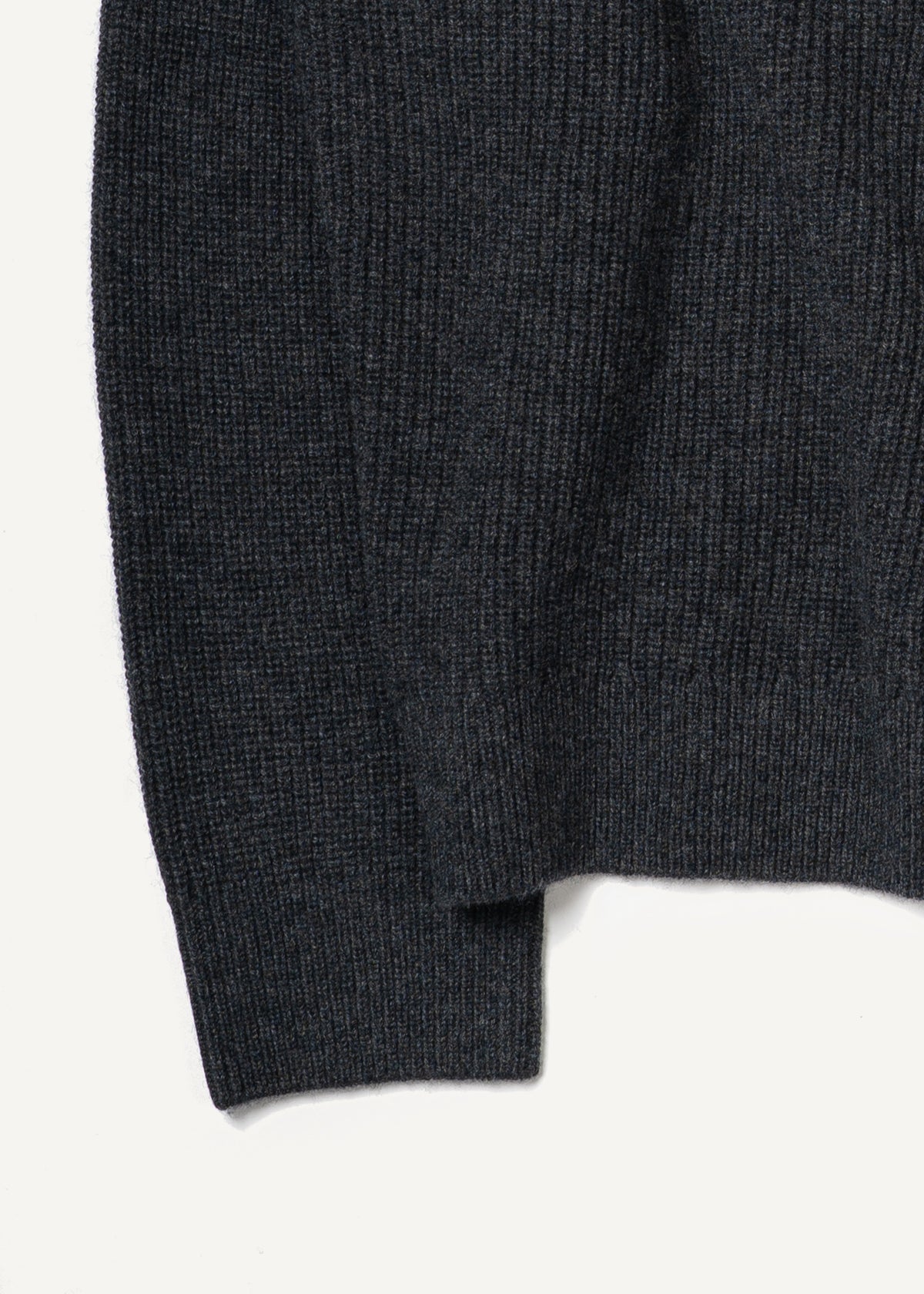 Y-0015 Oversized Ribbed Half-Zip Merino/Cashmere Sweater - Black Melange , Yacaia-Y-0015-Black-Melange-Flatlay-01