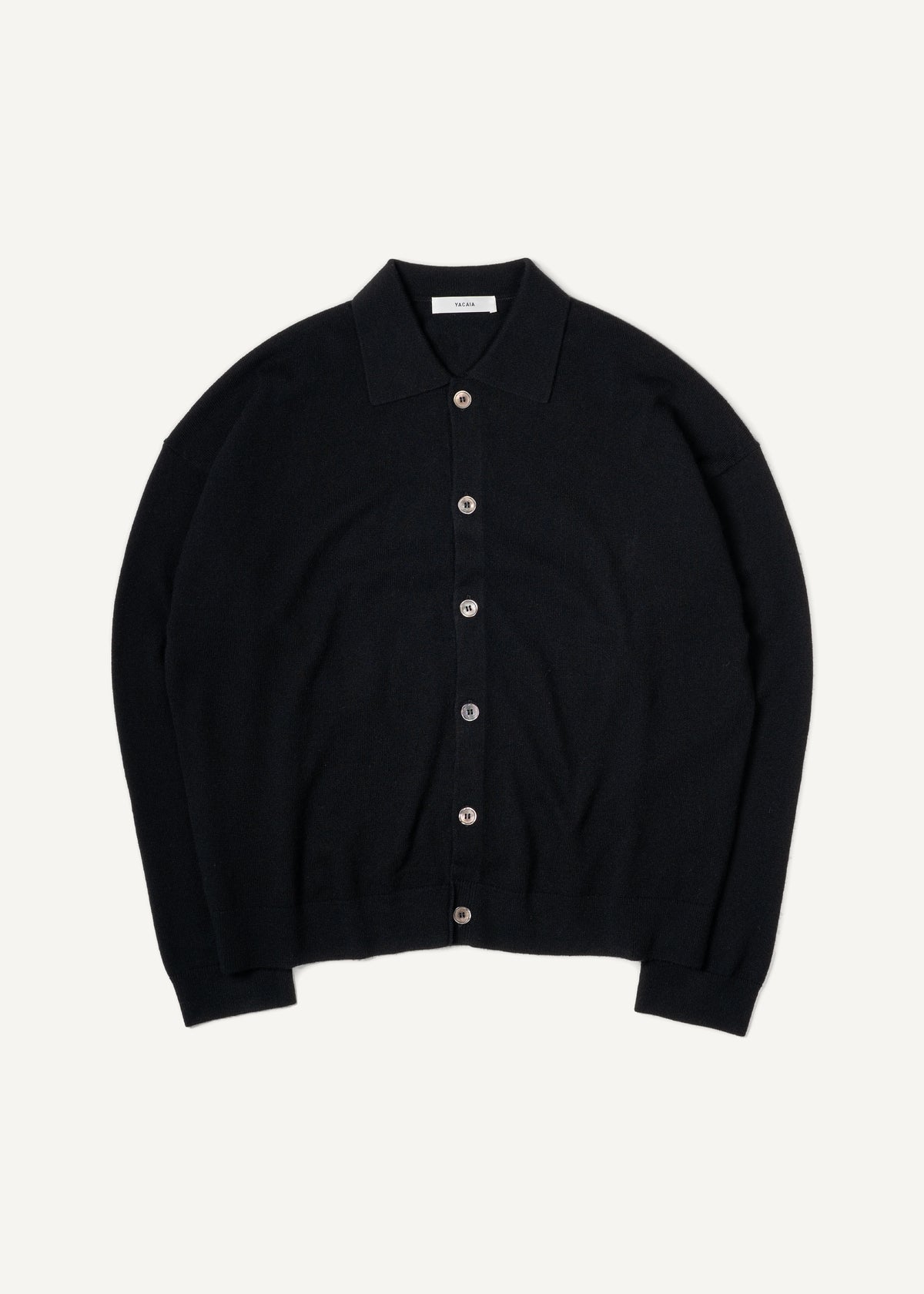 Y-0017 Oversized Merino/Cashmere Cardigan - Black , Yacaia-Y-0017-Black-Flatlay-03