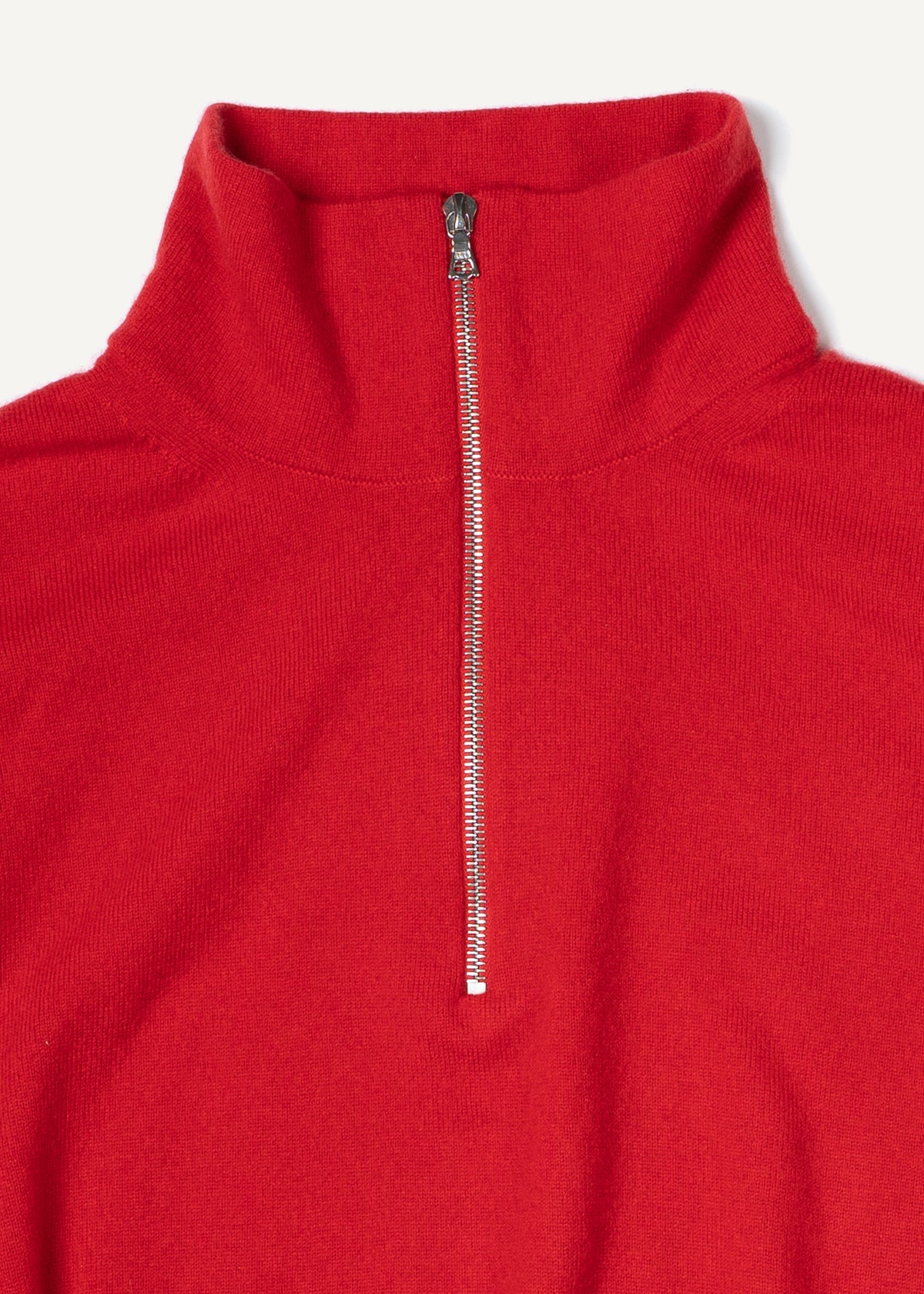Y-0019 Oversized Half-Zip Merino/Cashmere Sweater - Red , Yacaia-Y-0019-Red-Flatlay-01