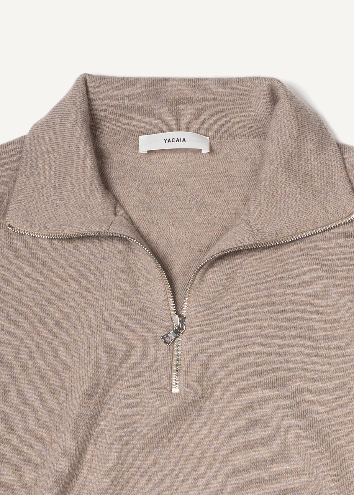 Y-0019 Oversized Half-Zip Merino/Cashmere Sweater - Sand , Yacaia-Y-0019-Sand-Flatlay-01_9faca7f3-6d1c-4ebe-8186-977dd940d205