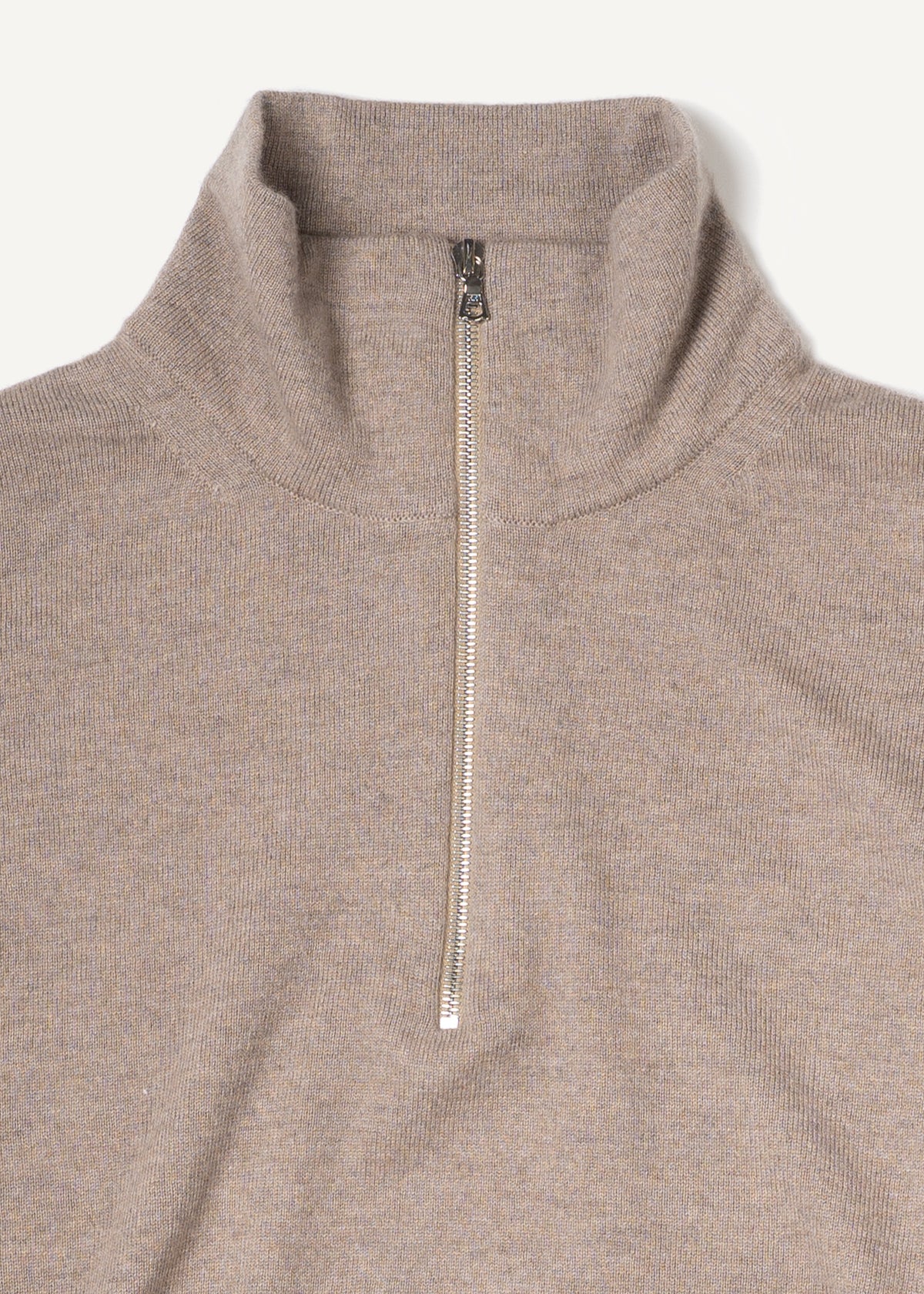 Y-0019 Oversized Half-Zip Merino/Cashmere Sweater - Sand , Yacaia-Y-0019-Sand-Flatlay-03