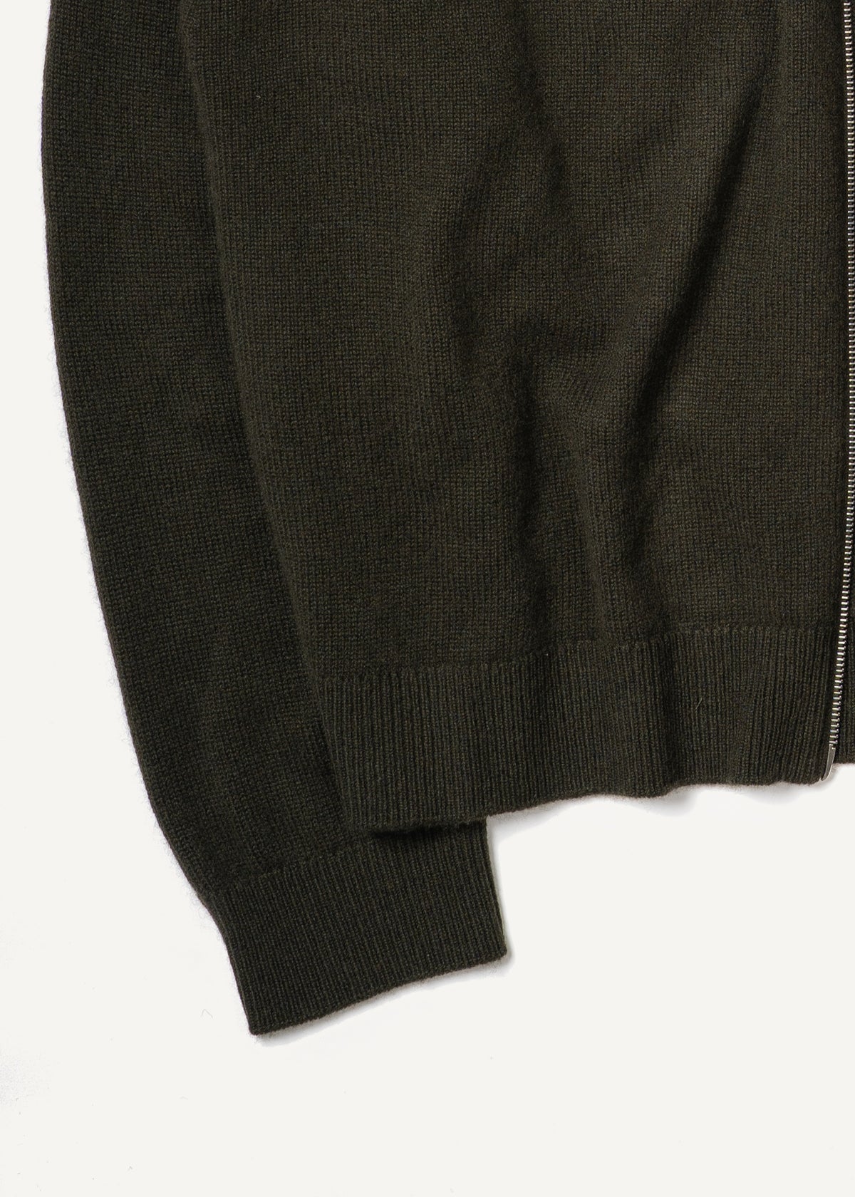 Y-0020 Oversized Full-Zip Merino/Cashmere Sweater - Dark Green , Yacaia-Y-0020-Dark-Green-Flatlay-01