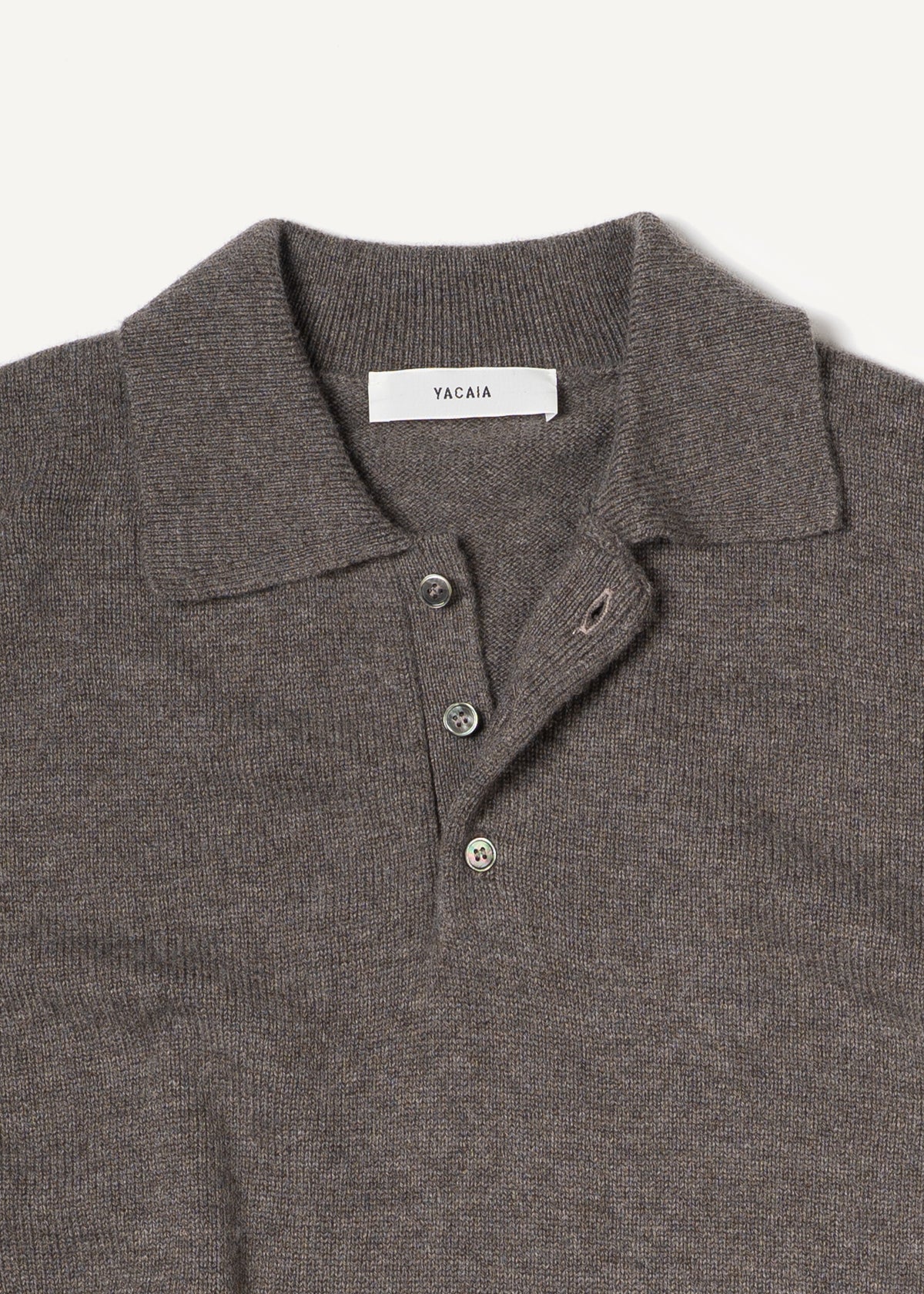 Y-0024 Oversized Merino/Cashmere Polo - Dark Brown , Yacaia-Y-0024-Dark-Brown-Flatlay-02_633aa9bd-4eb4-4a32-9a95-bdafcf61800f