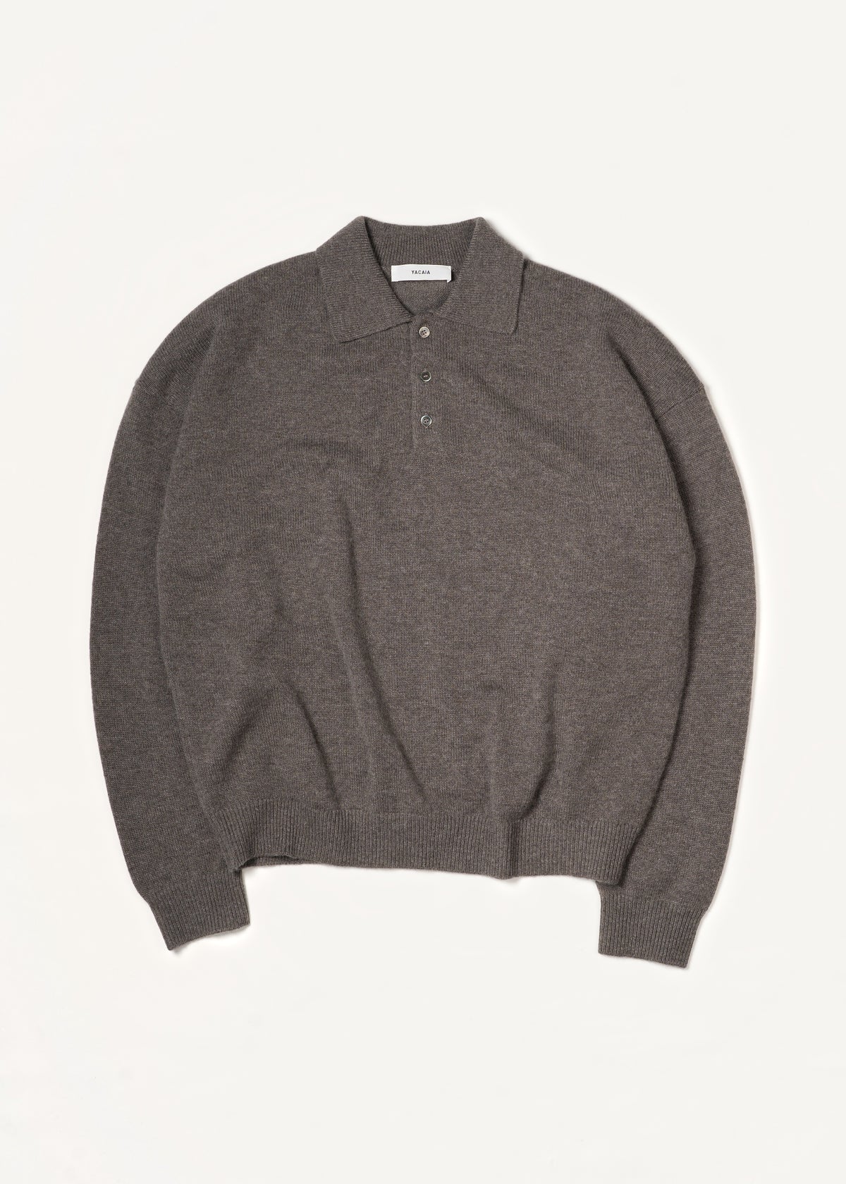 Y-0024 Oversized Merino/Cashmere Polo - Dark Brown , Yacaia-Y-0024-Dark-Brown-Flatlay-02_a4522b70-d9e1-4e54-8937-fb437eccbffc