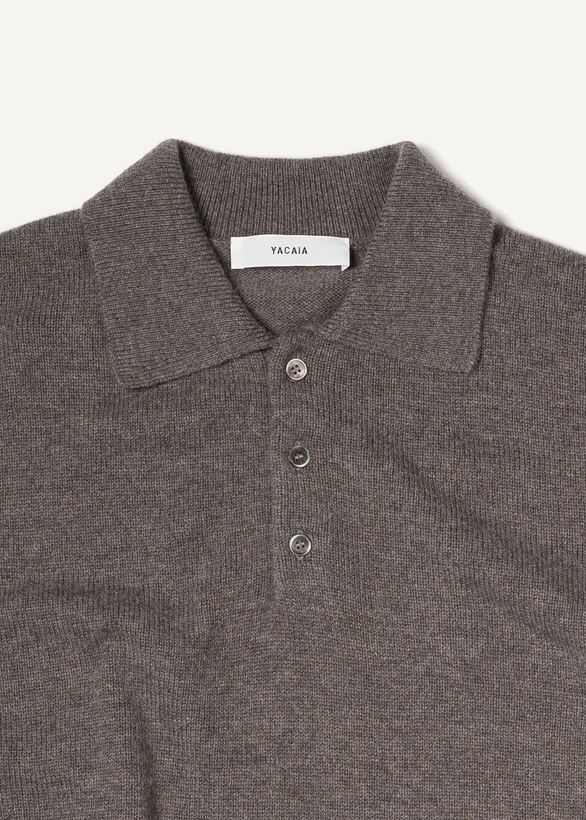 Y-0024 Oversized Merino/Cashmere Polo - Dark Brown , Yacaia-Y-0024-Dark-Brown-Flatlay-03