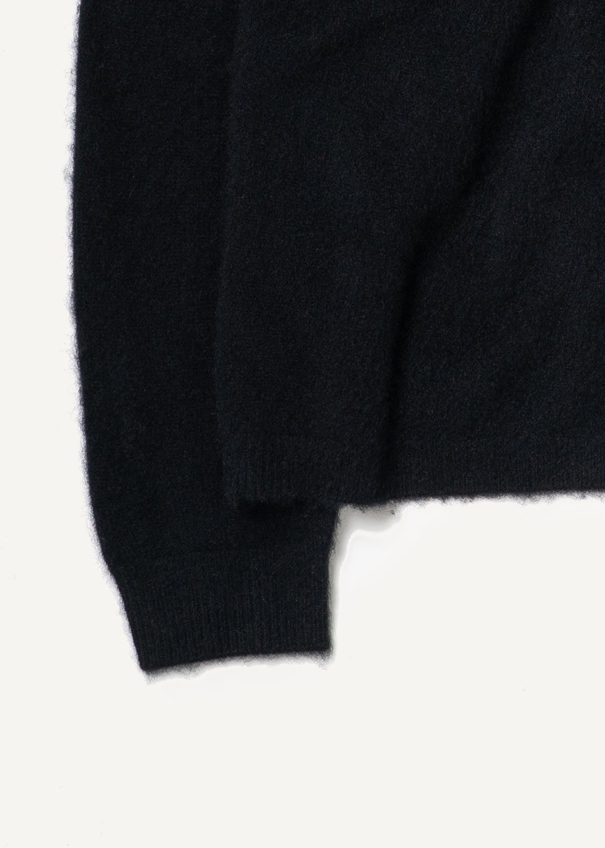 Y-0026 Brushed Cashmere Sweater - Black , Yacaia-Y-0026-Black-Brushed-Flatlay-01