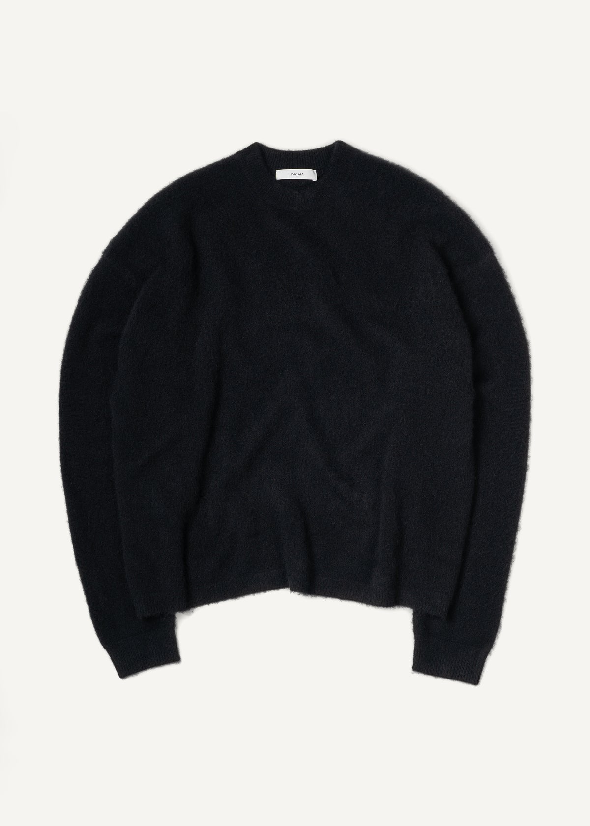 Y-0026 Brushed Cashmere Sweater - Black , Yacaia-Y-0026-Black-Brushed-Flatlay-Cover_f3c047a4-b51a-4162-b60c-158fd29d6406