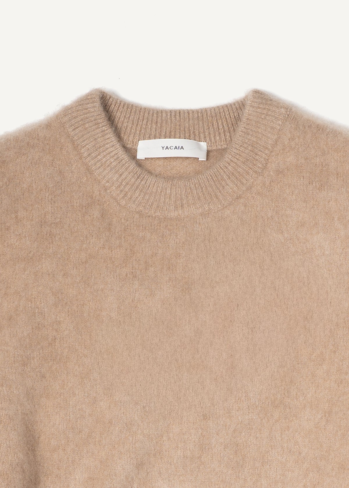 Y-0026 Brushed Cashmere Sweater - Camel , Yacaia-Y-0026-Camel-Brushed-Flatlay-01_8cd2dfa1-7258-4bfd-8123-e19016c61b41