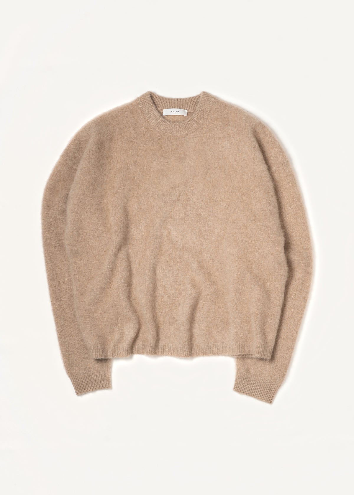 Y-0026 Brushed Cashmere Sweater - Camel , Yacaia-Y-0026-Camel-Brushed-Flatlay-01_ce570456-5643-4097-92a6-65a167da5c4a