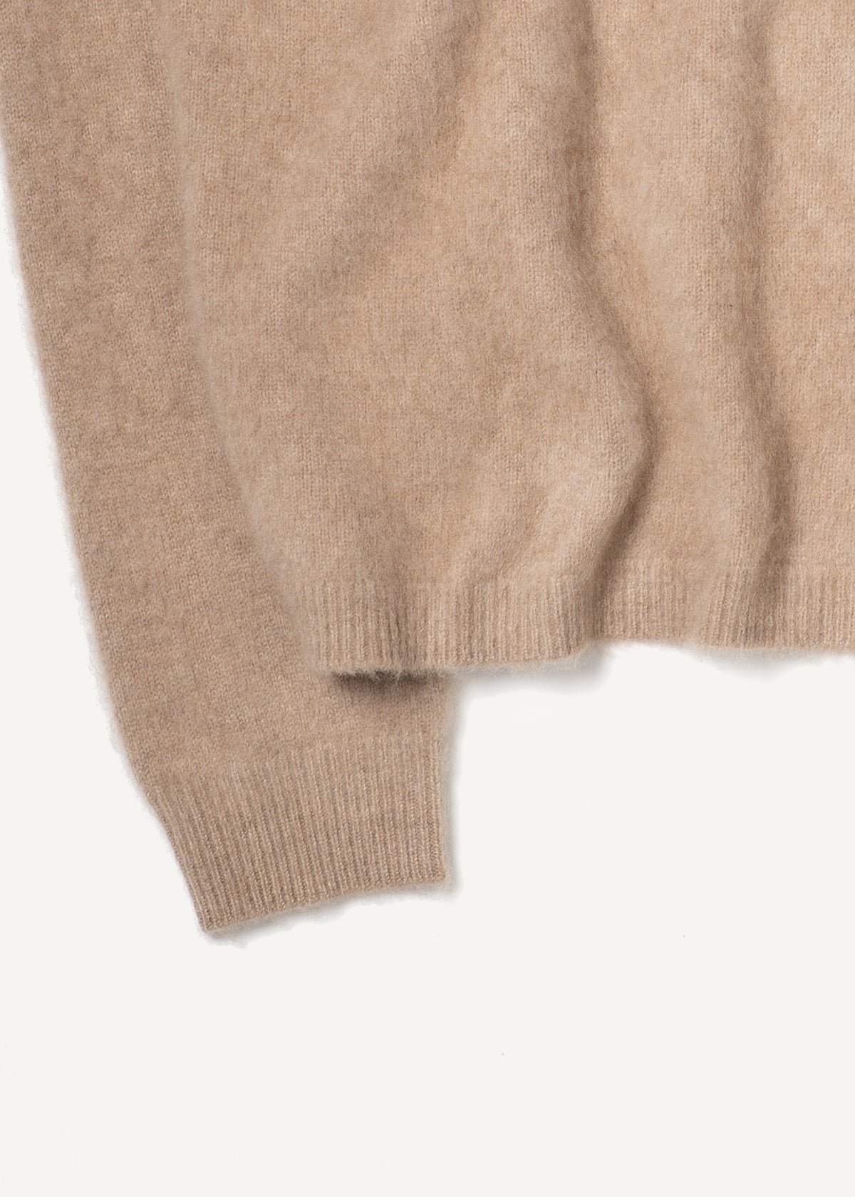 Y-0026 Brushed Cashmere Sweater - Camel , Yacaia-Y-0026-Camel-Brushed-Flatlay-02